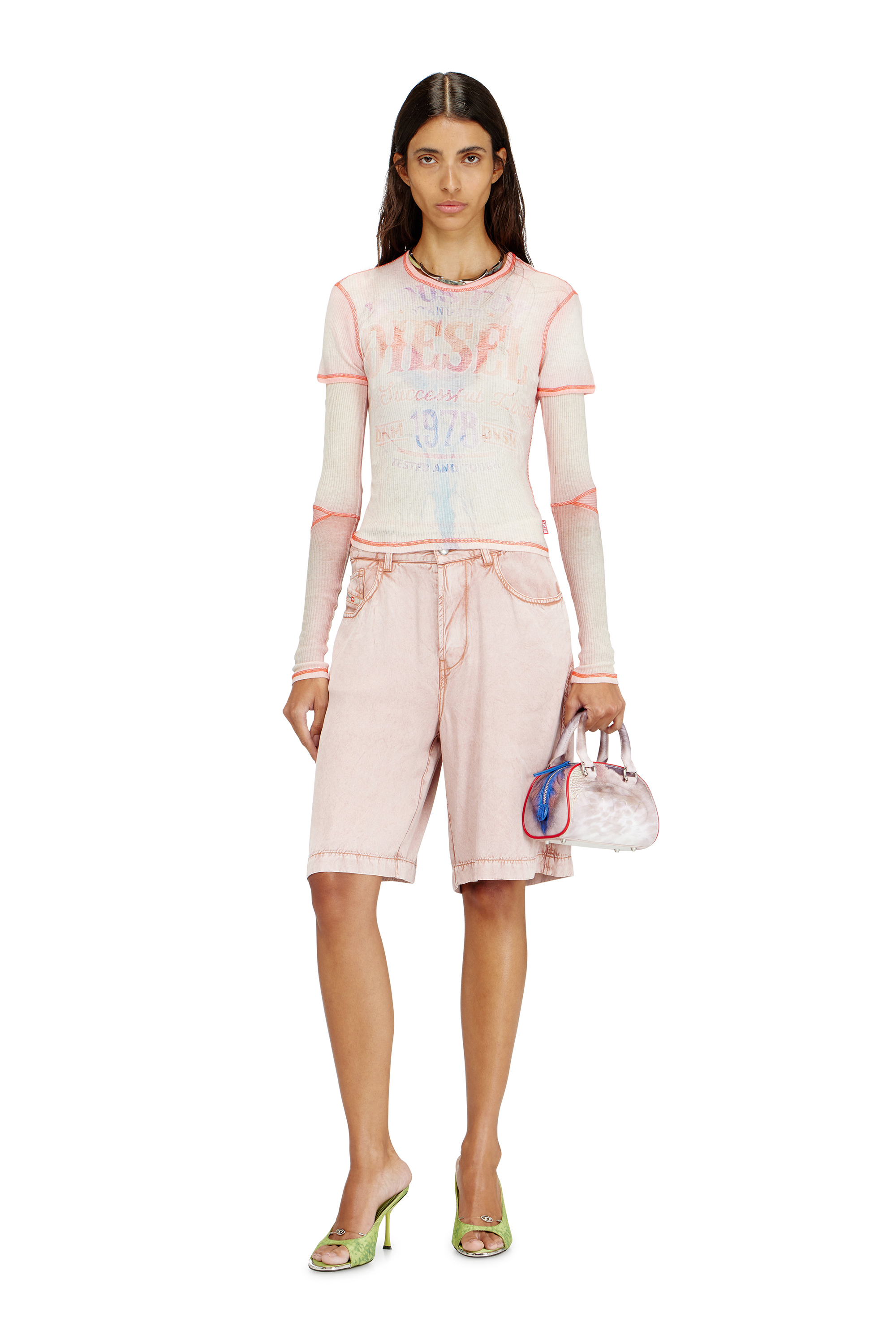 Diesel - 1DR DOME CROSSBODY, 1DR Dome-Borsa bowling mini con stampa animale Donna in Multicolor - 2