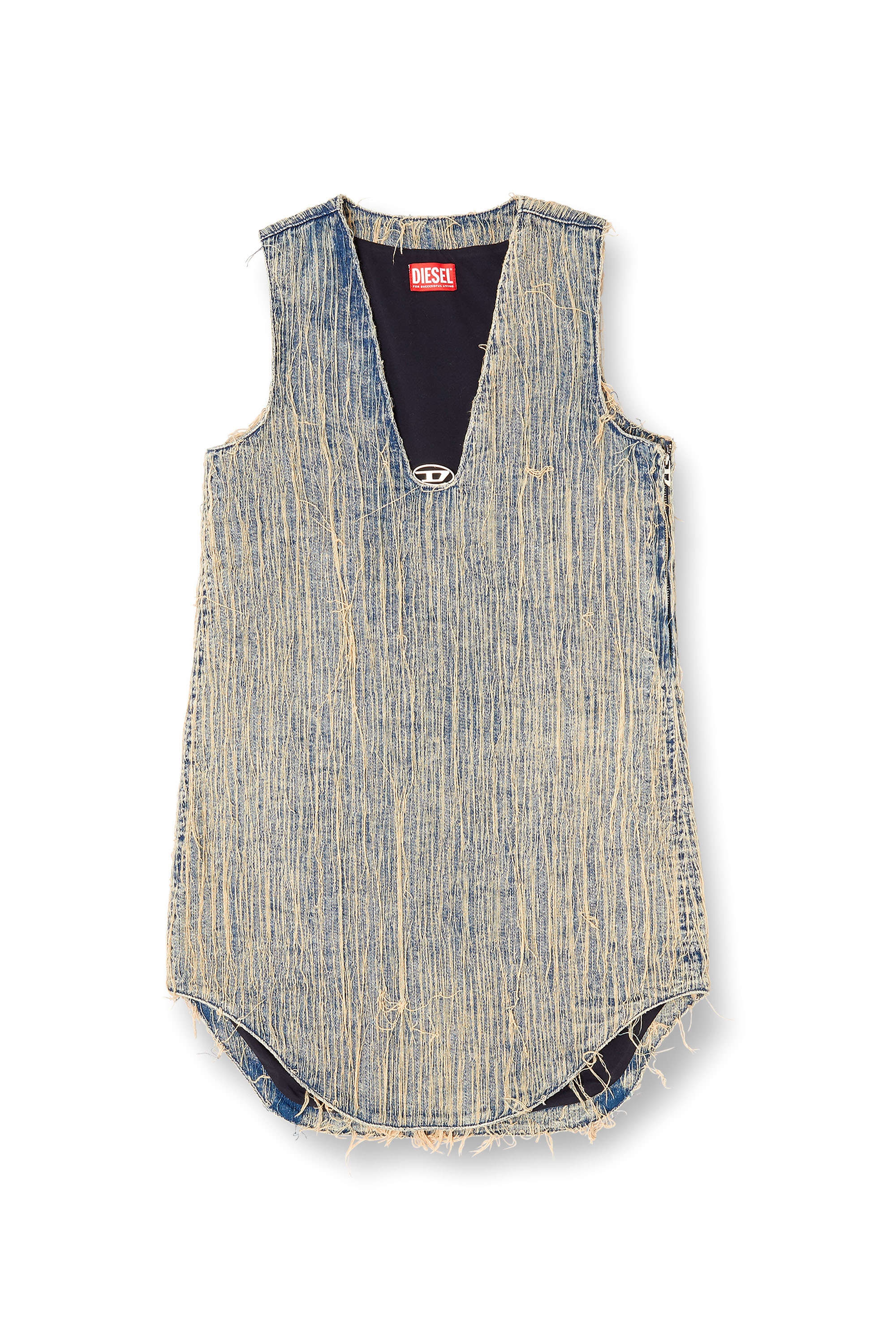 Diesel - DE-LARIS-DRESS-S2, Abito in denim dall'effetto distressed Donna in Blu - 2