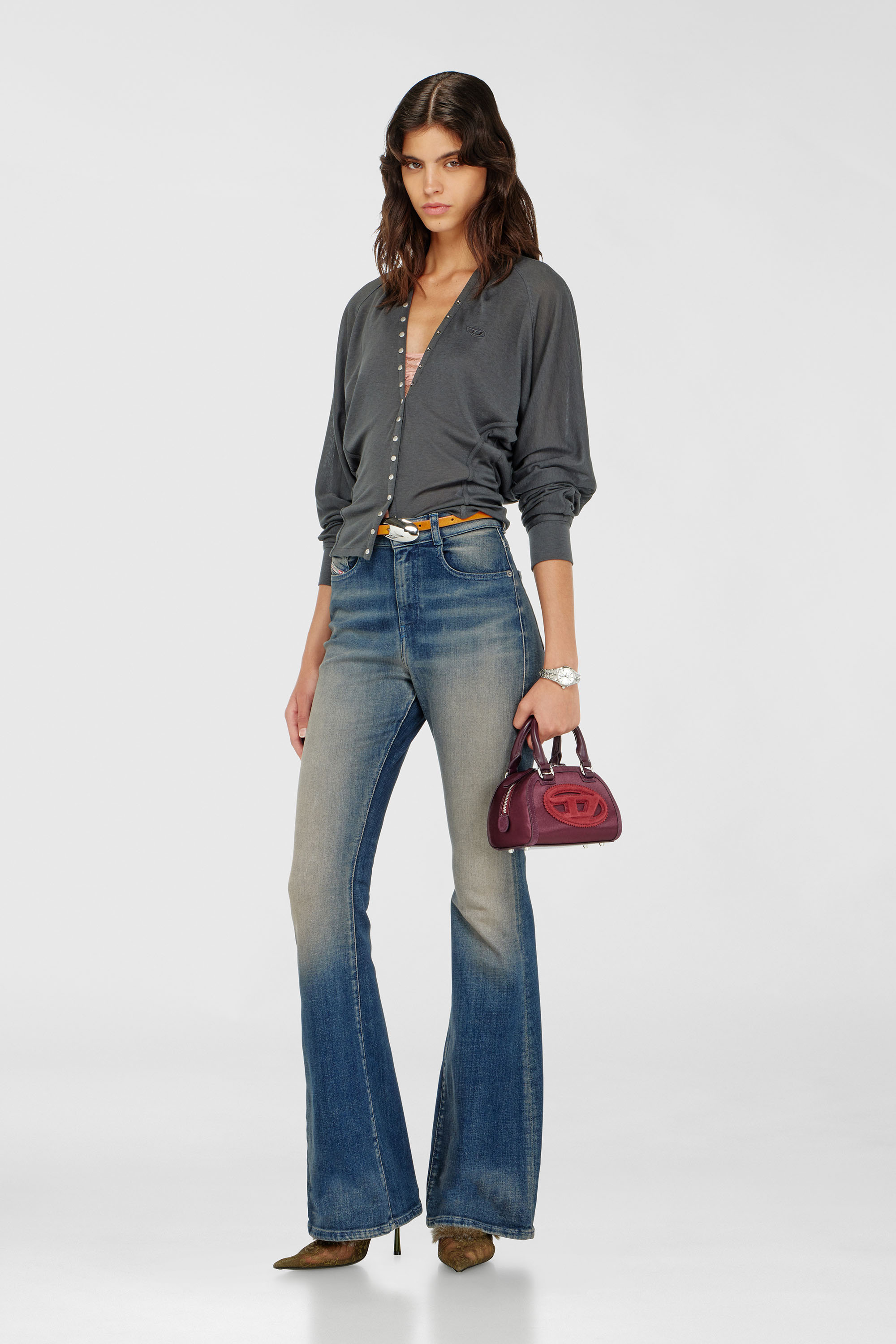 Diesel - 1DR DOME CROSSBODY, 1DR Dome - Borsa bowling piccola in raso e scamosciato Donna in Rosso - 2