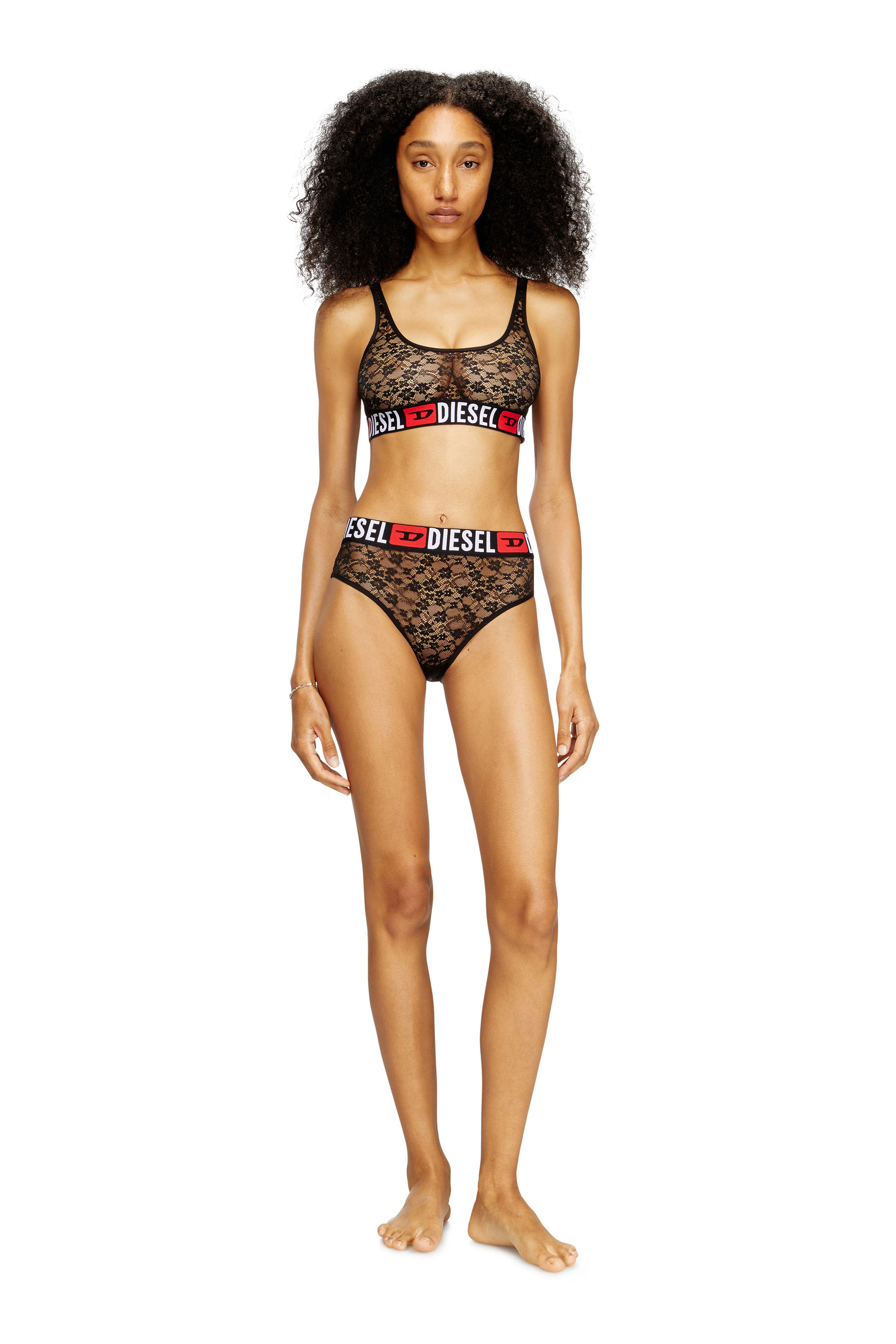 Diesel - UFSB-ORIBA, Reggiseno a triangolo in pizzo con elastico logato Diesel Donna in ToBeDefined - 2
