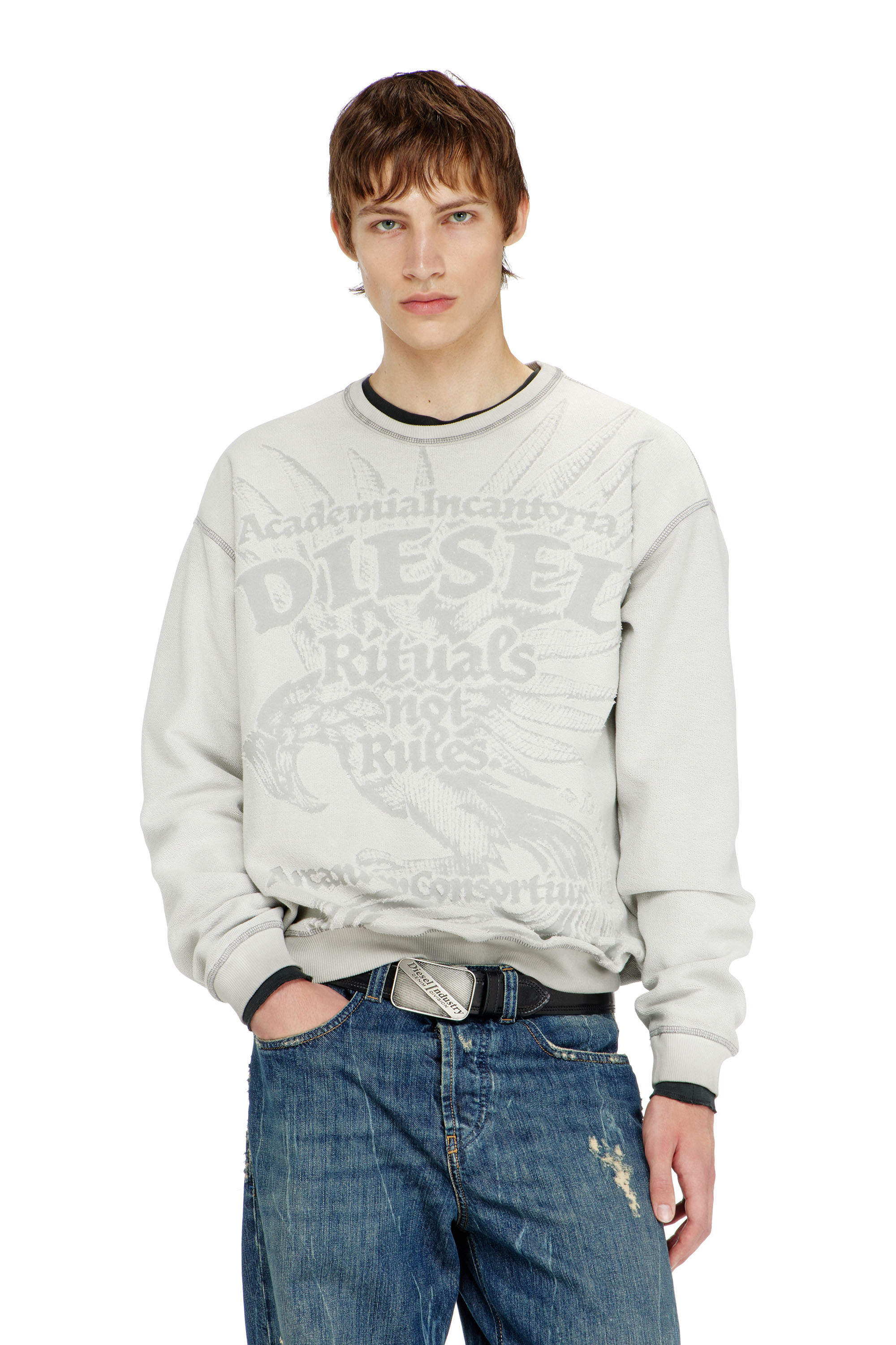 Diesel - S-ARON-RAW, Felpa con stampa d&eacute;vor&eacute; Uomo in ToBeDefined - 3