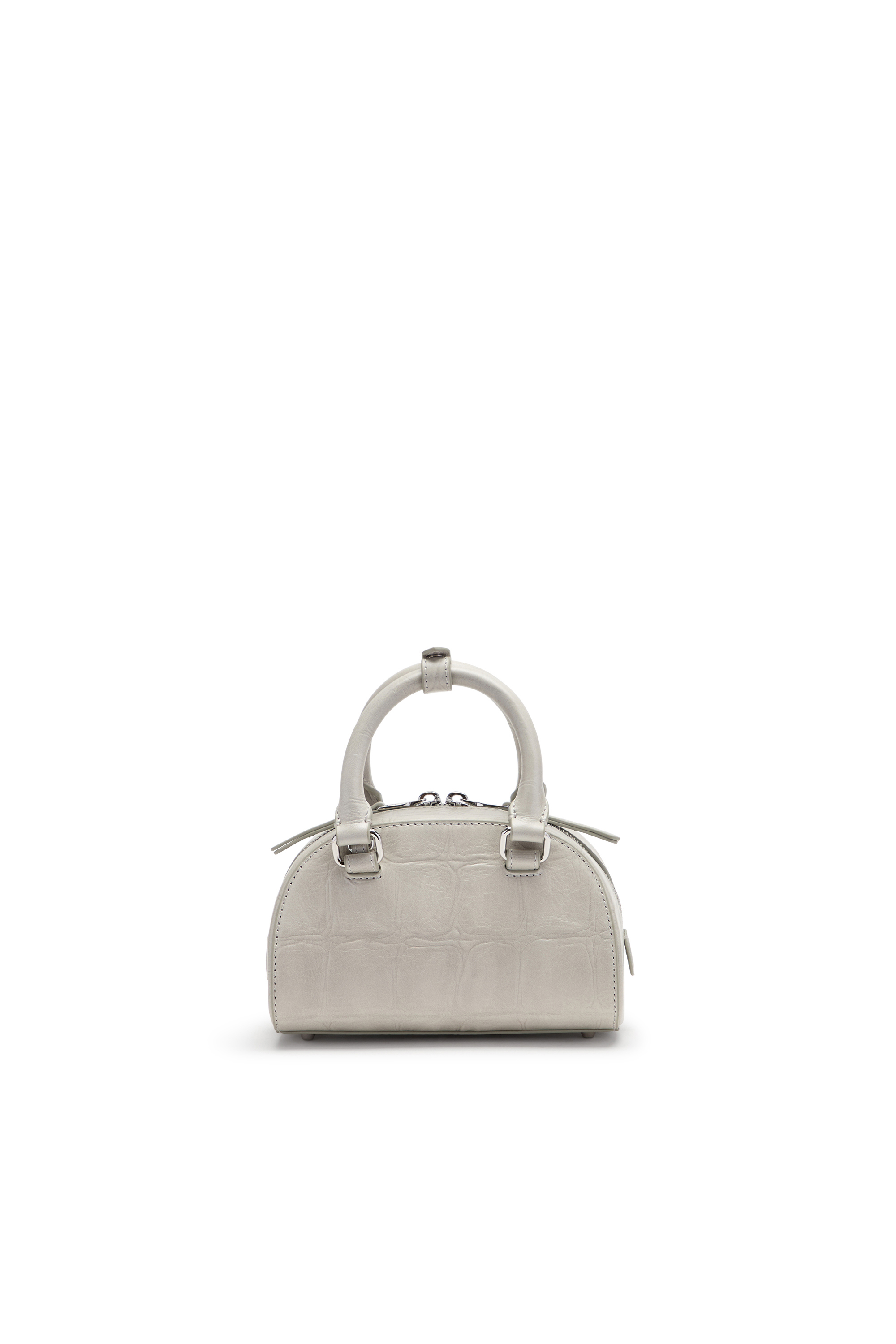 Diesel - 1DR DOME CROSSBODY, 1DR Dome-Borsa bowling mini in pelle effetto coccodrillo Donna in Grigio - 2