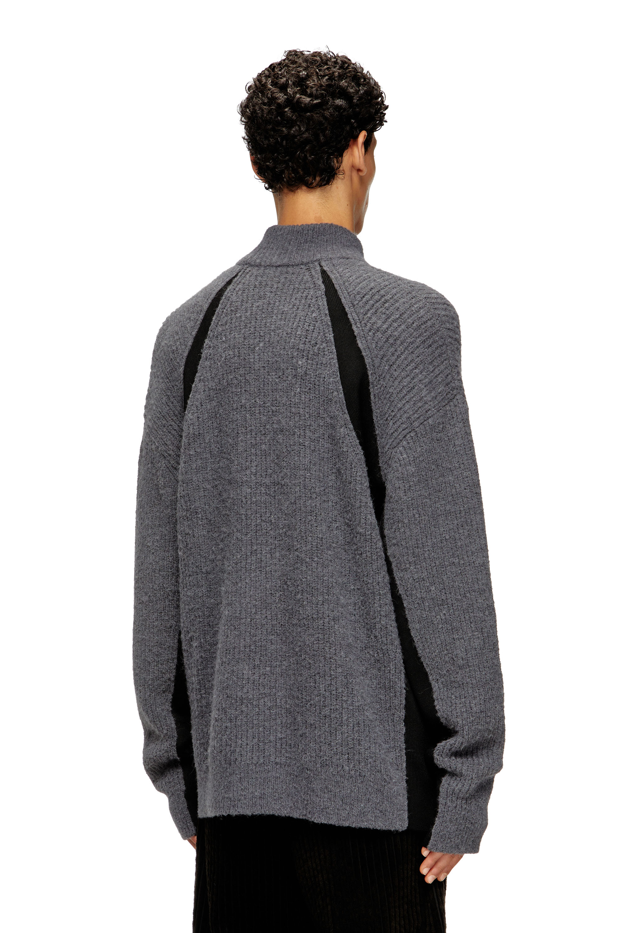 Diesel - K-LOLLO-TN, Maglia misto alpaca con inserti a contrasto Uomo in Grigio - 4