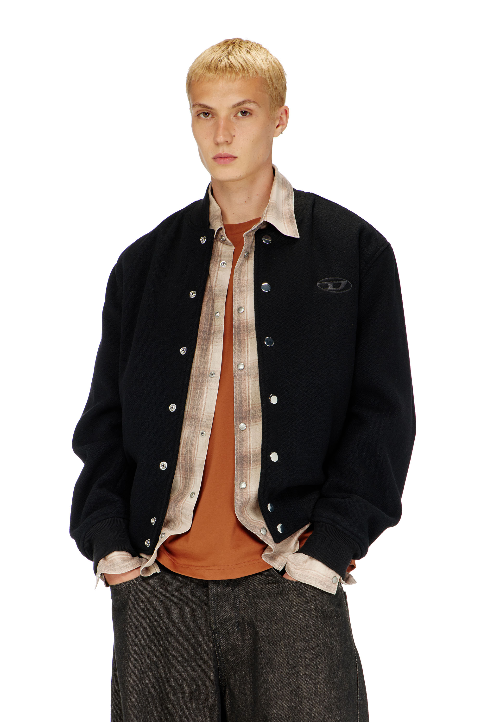 Diesel - J-ARRY-WRD, Giacca bomber in panno misto lana Uomo in Nero - 3