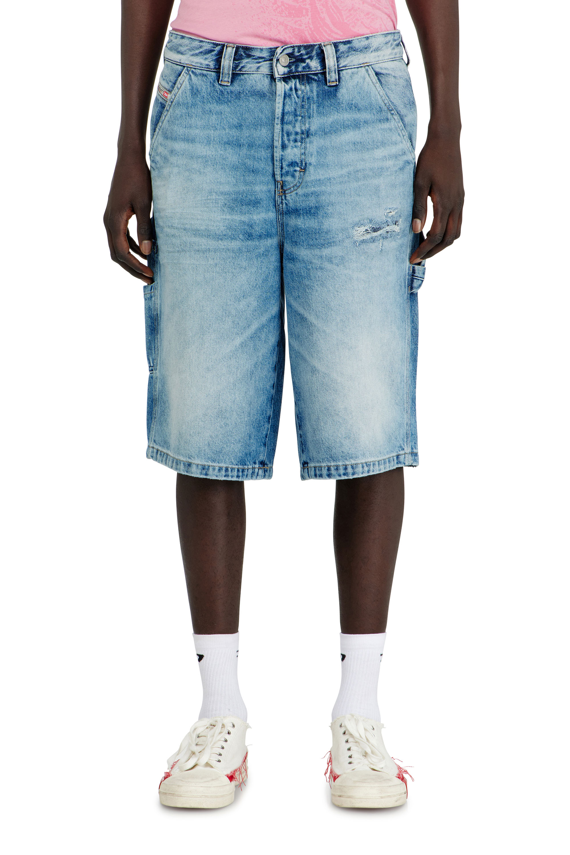 Diesel - D-LIVERY-W-SHORT, Shorts relaxed in denim fluido con rotture Uomo in ToBeDefined - 2