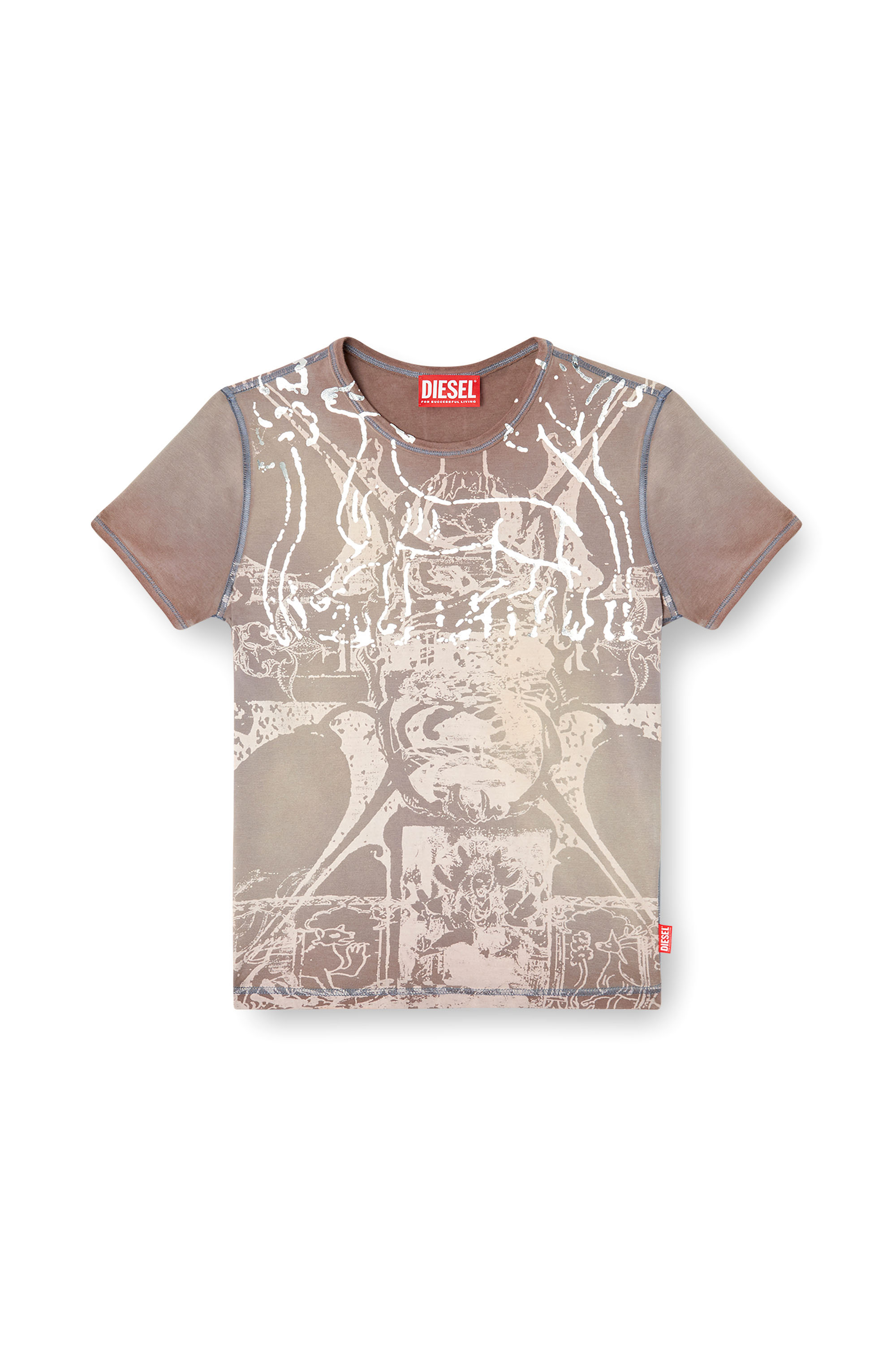 Diesel - T-UNCUTIES-LONG-R6, Woman's T-shirt with foil print in null - 3