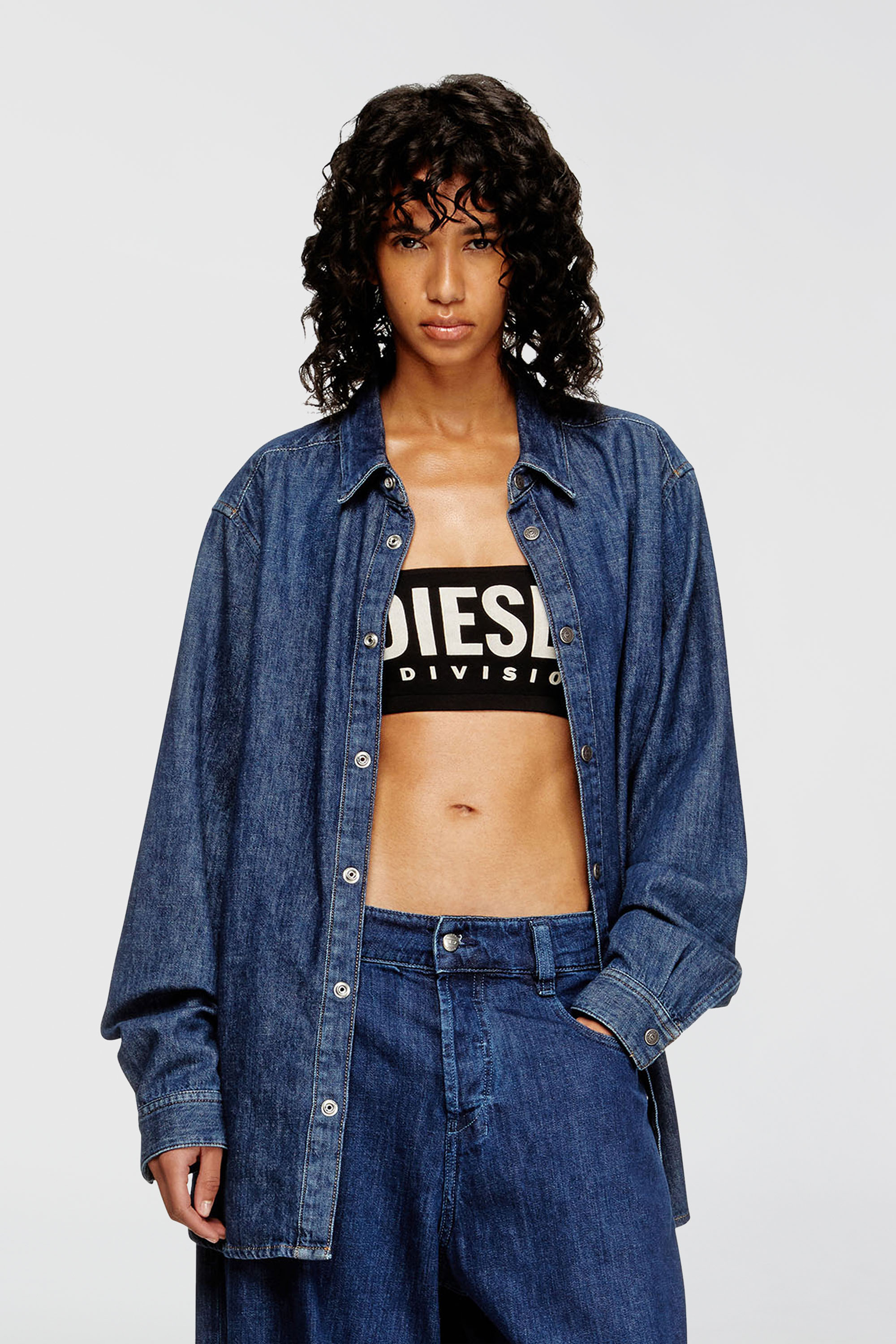 Diesel - UFSB-MELANIE, Reggiseno a fascia con maxi logo Donna in Nero - 1