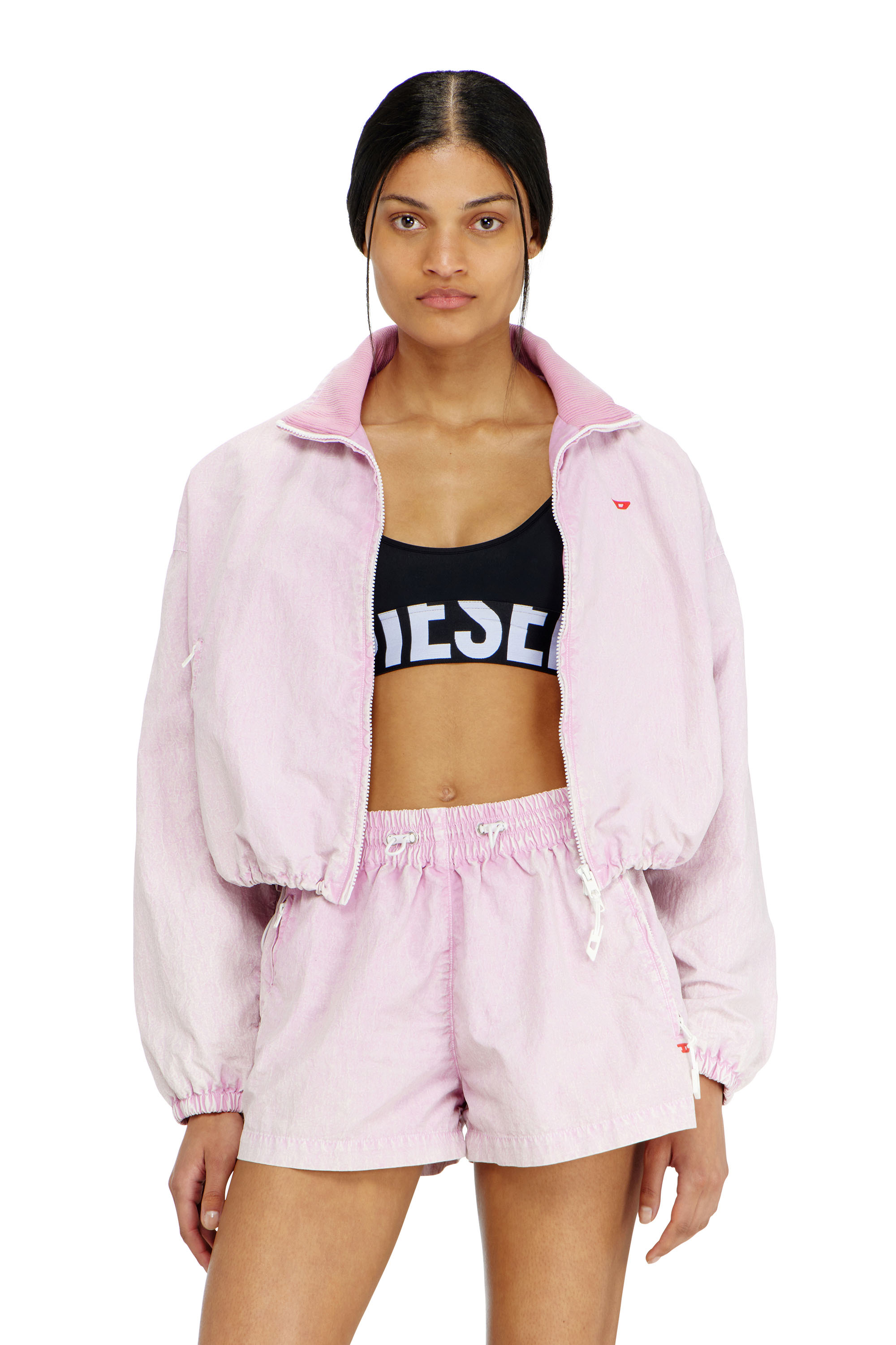 Diesel - ALLISON-D-POP, Reggiseno sportivo con logo tagliato Donna in Nero - 2