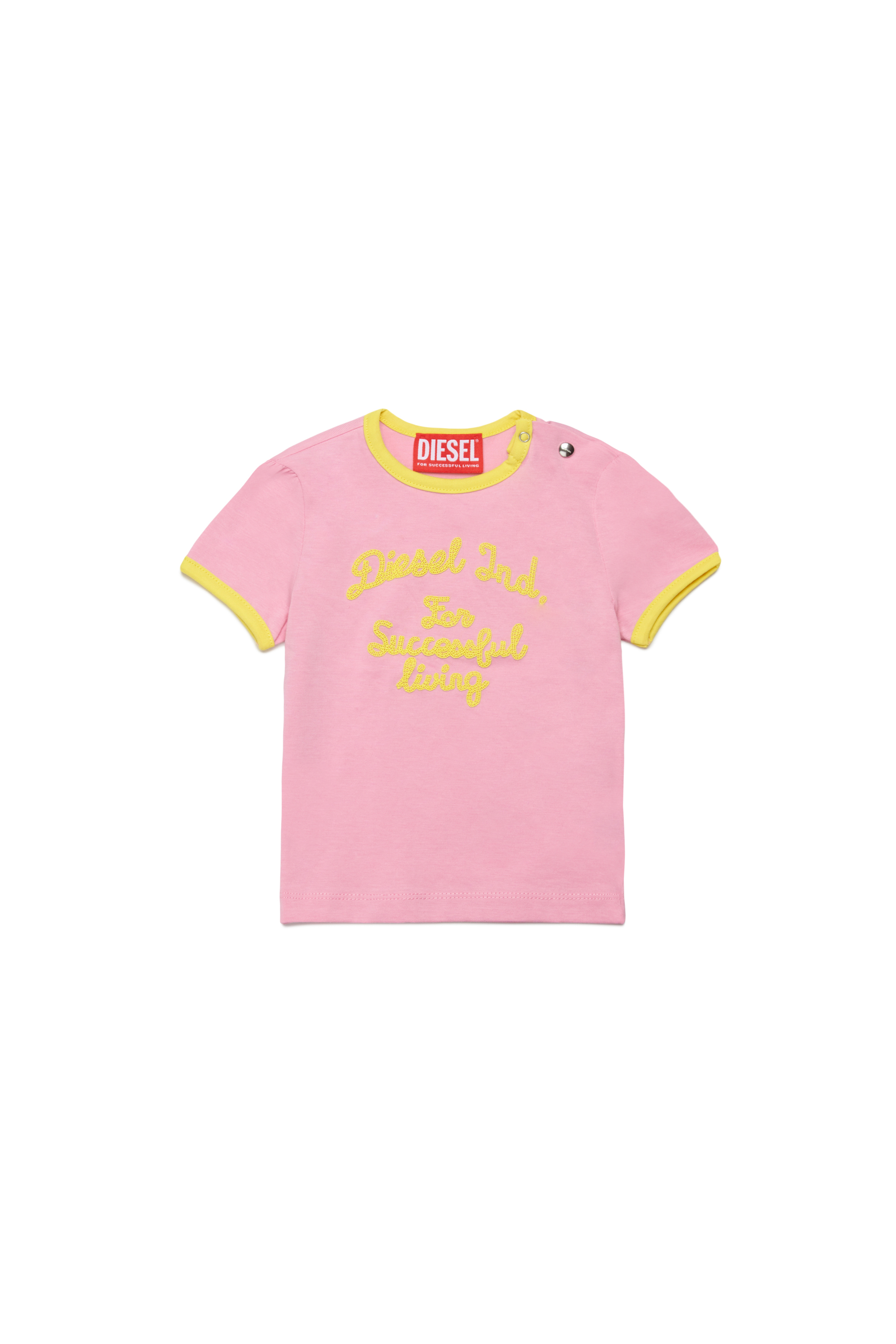 Diesel - TELAB, T-shirt con ricamo e anelli Donna in Rosa - 1