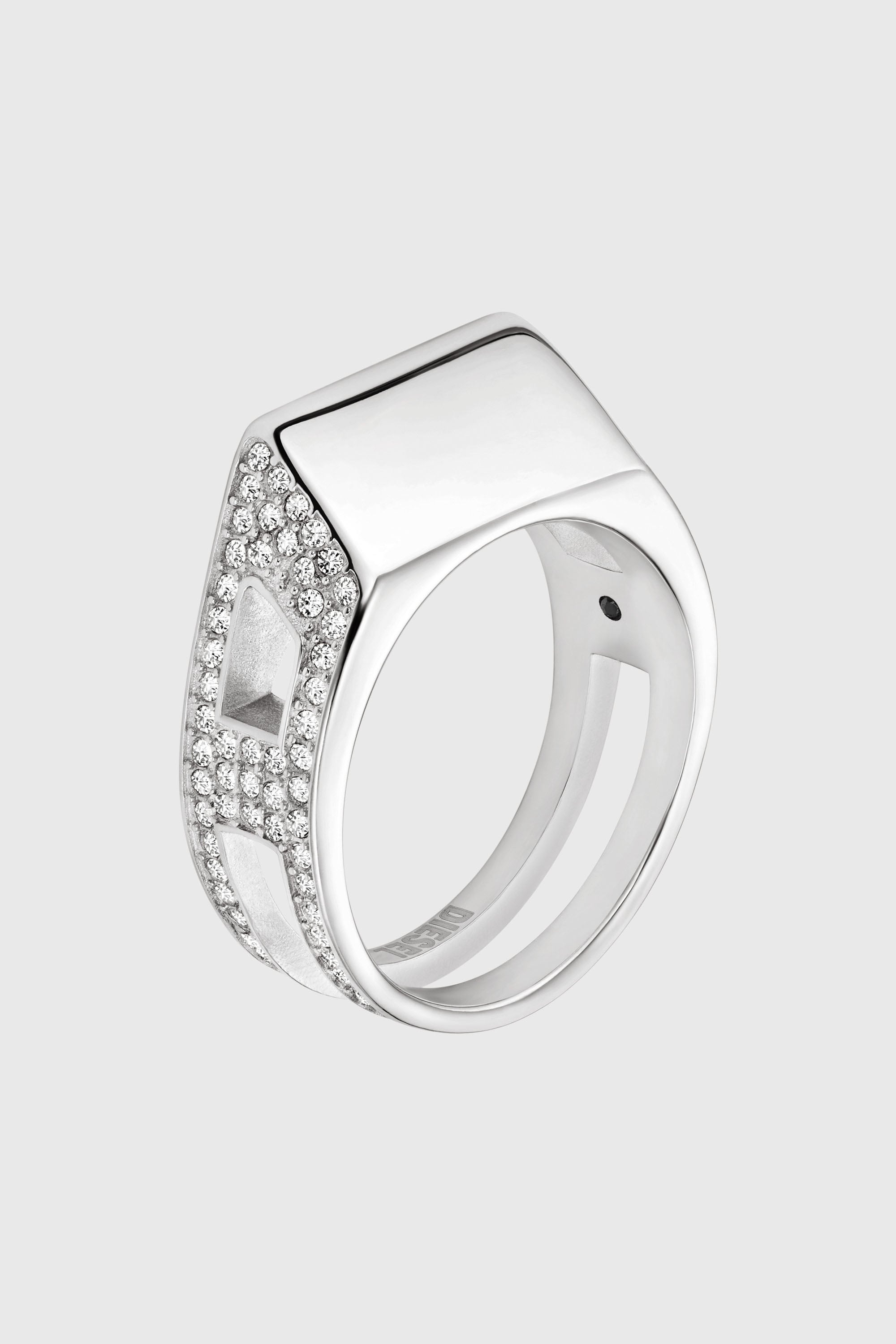 Diesel - DX1740040, Anello fascia in acciaio inox con pav&eacute; Unisex in Argento - 1