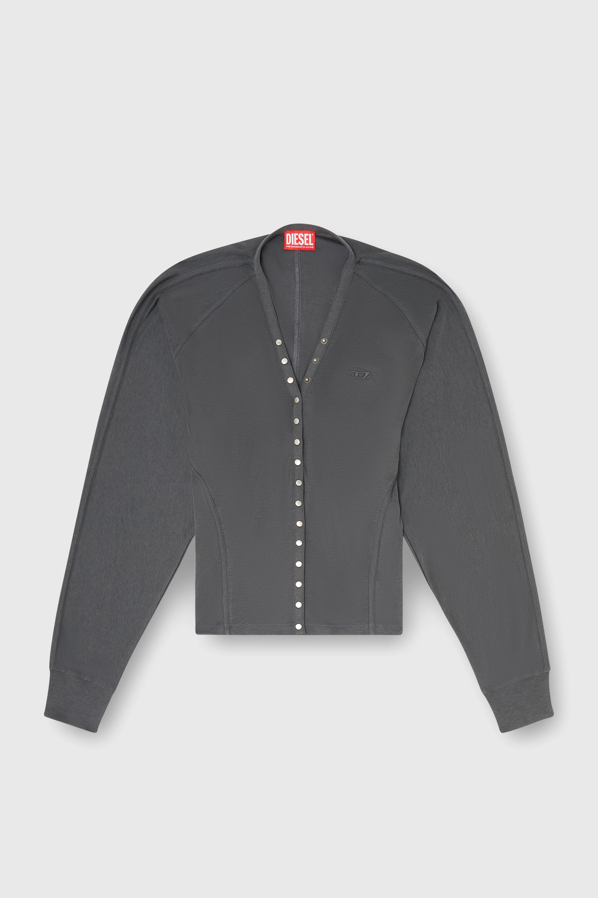 Diesel - T-ISERINA, Woman's Tencel-blend cardigan top with batwing sleeves in Grey - 2