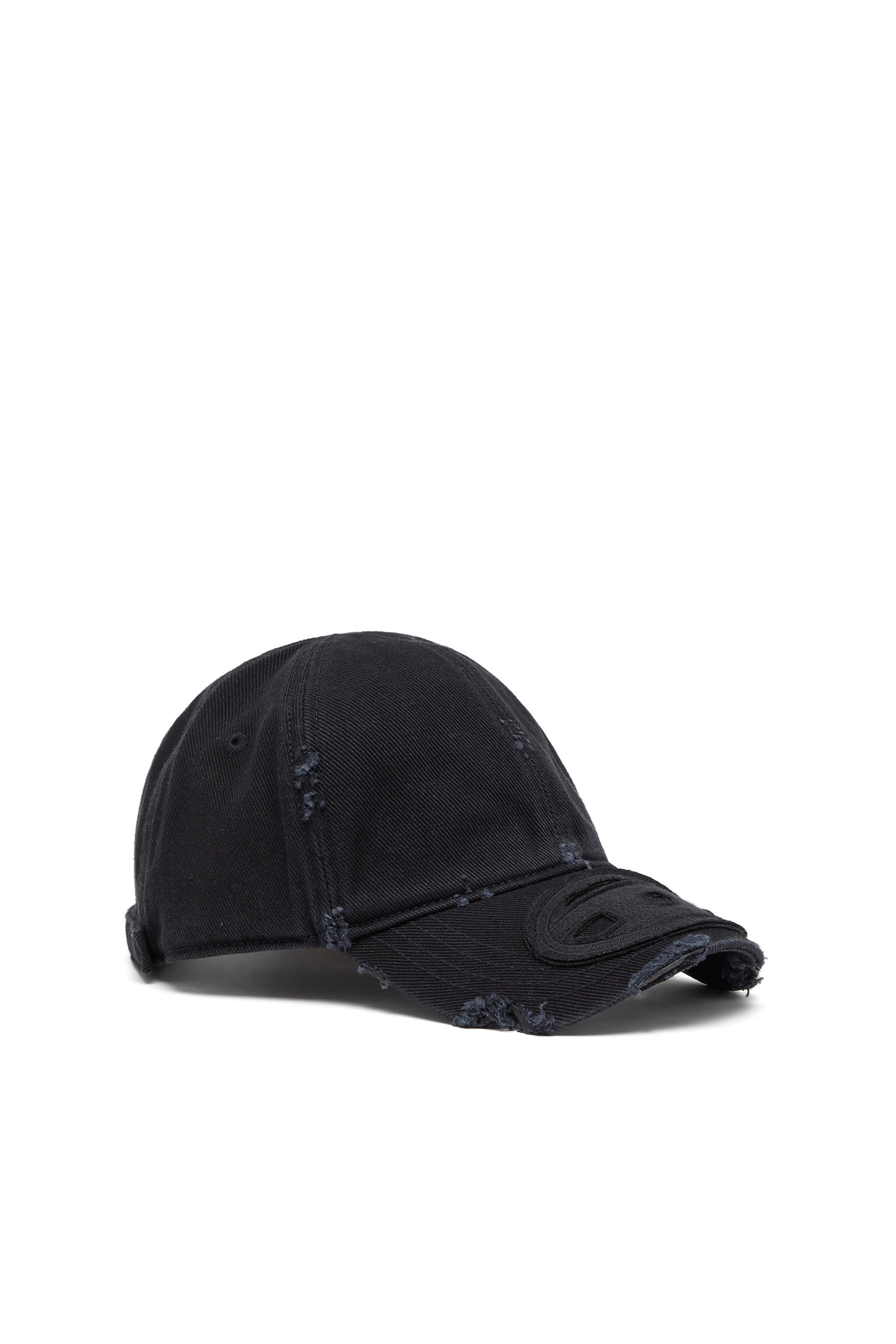 Diesel - C-BIGDOV, Cappellino in twill di cotone con dettagli distressed Uomo in Nero - 1