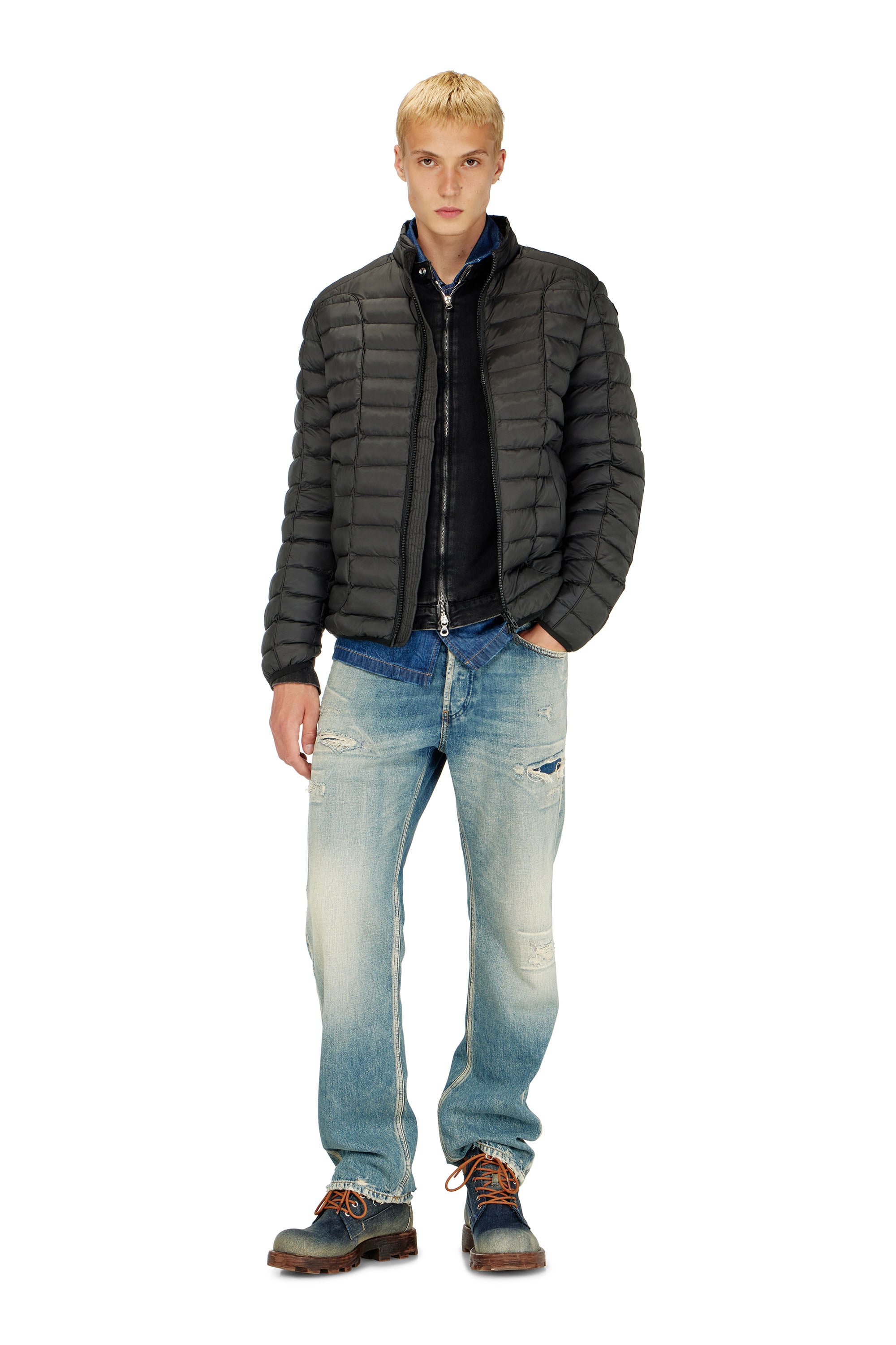 Diesel - W-PILOT, Piumino in nylon leggero Uomo in Nero - 2