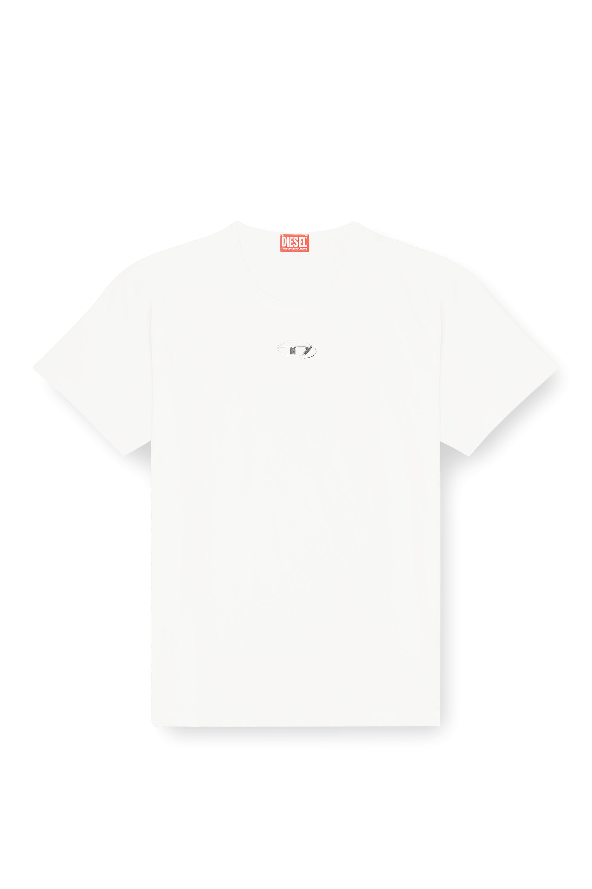 Diesel - T-NORM-IOD, T-shirt in cotone leggero con logo Oval D metallizzato Uomo in Bianco - 3