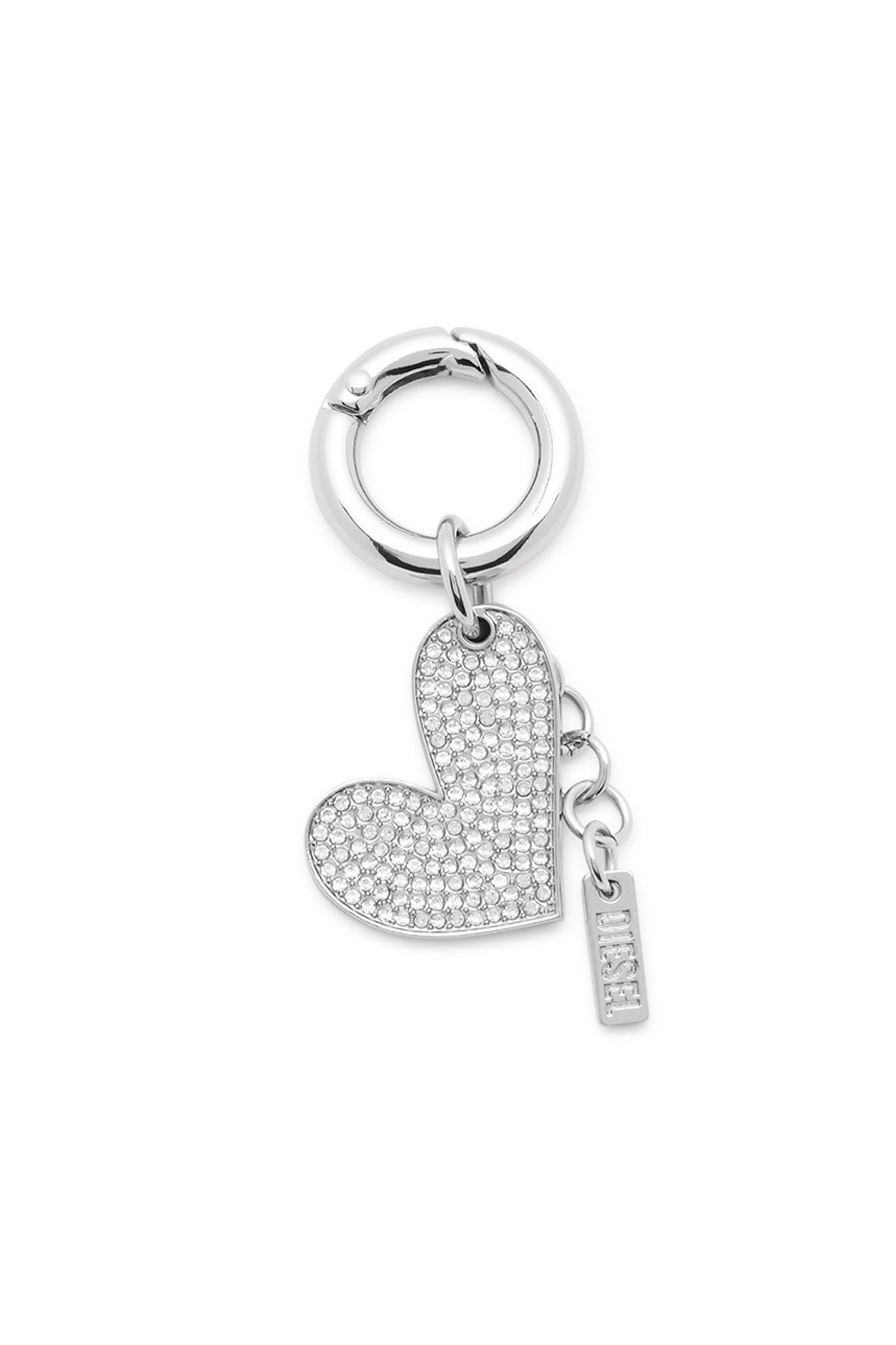 Diesel - CHARM-HEART, Charm a forma di cuore in metallo con strass Donna in Argento - 1