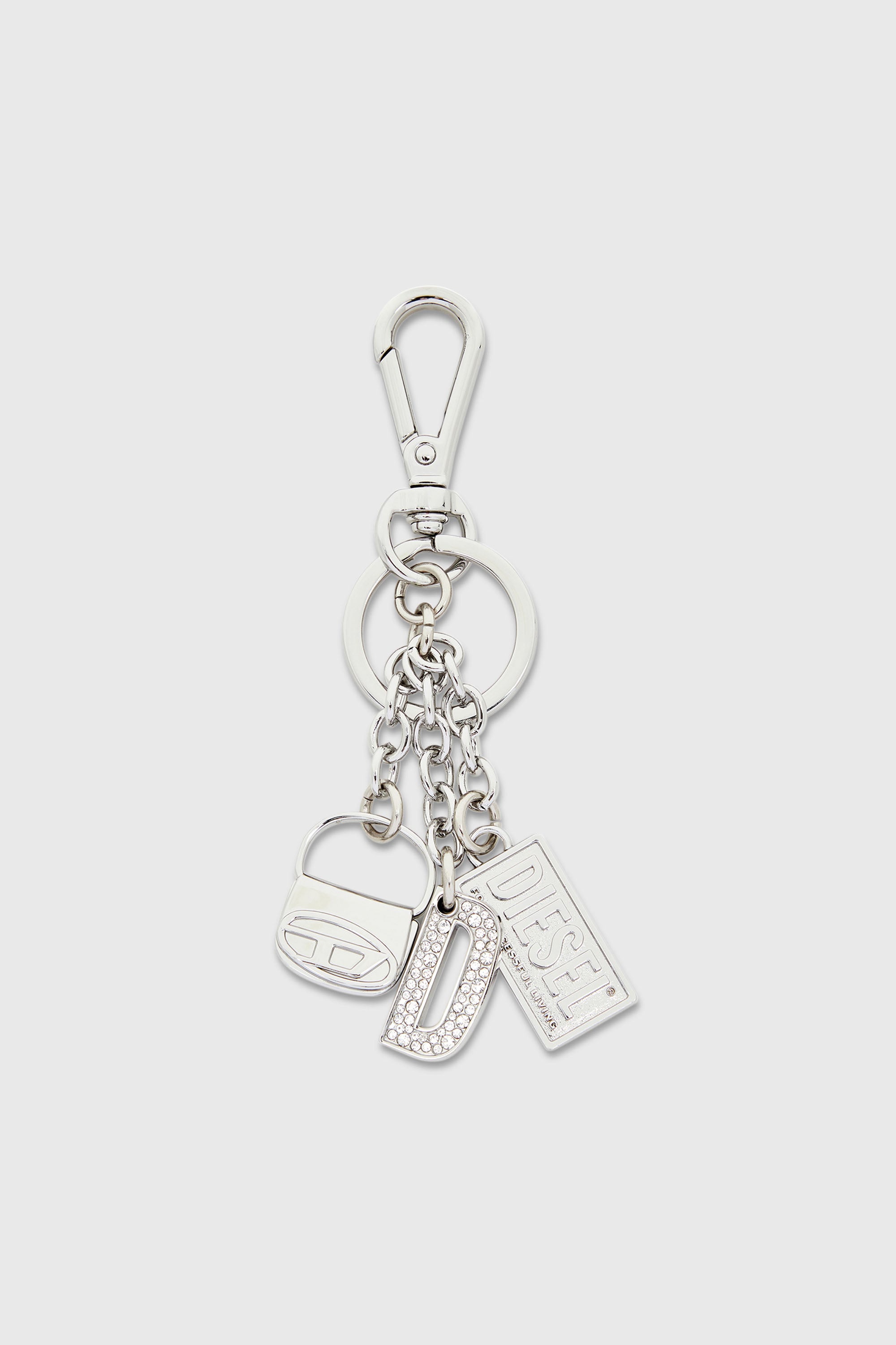 Diesel - 1DR KEY MULTICHARM, Woman's Metal keyring with logo charms in Silver - 1
