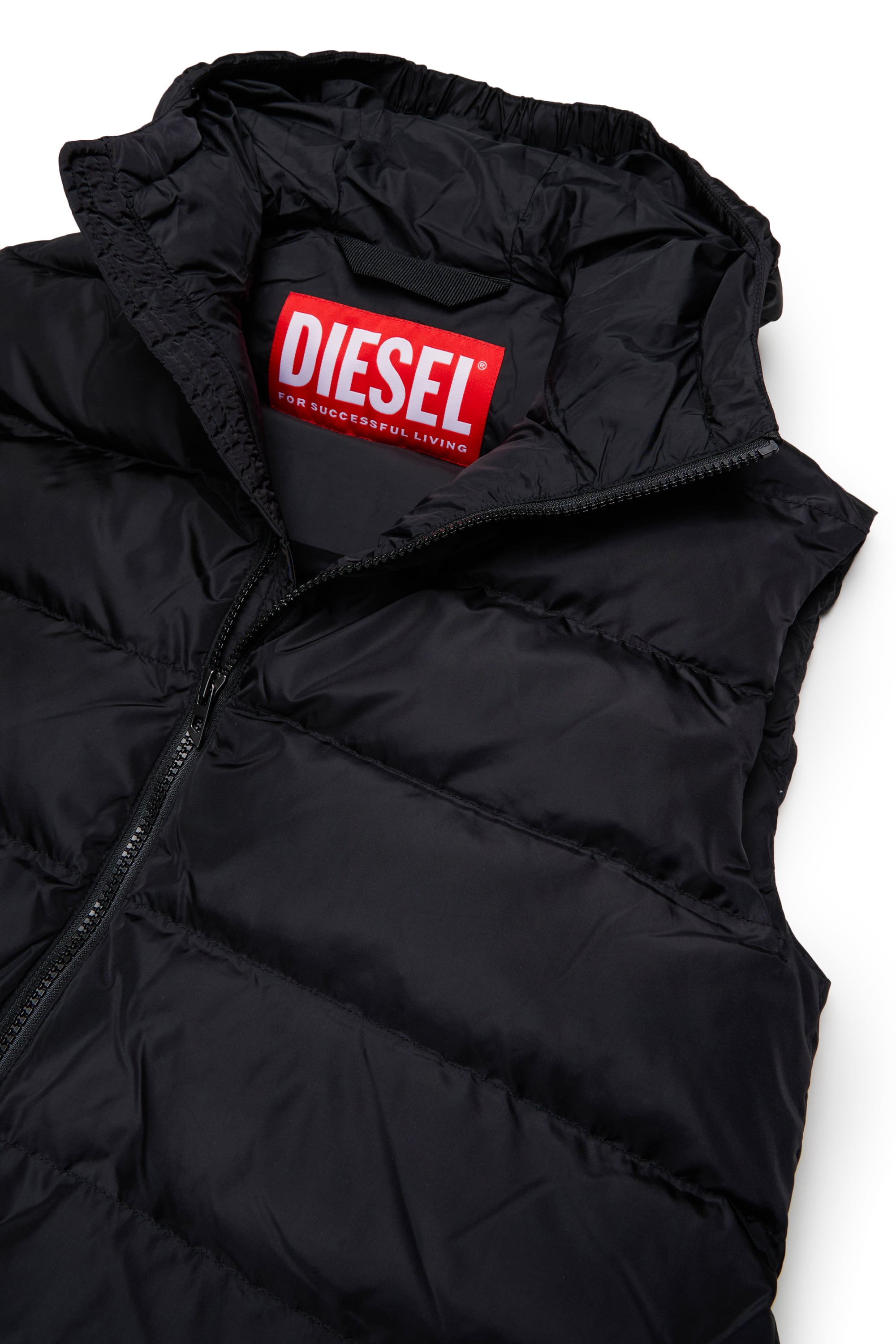 Diesel - JFENNY, Gilet imbottito longline con cappuccio Donna in Nero - 3