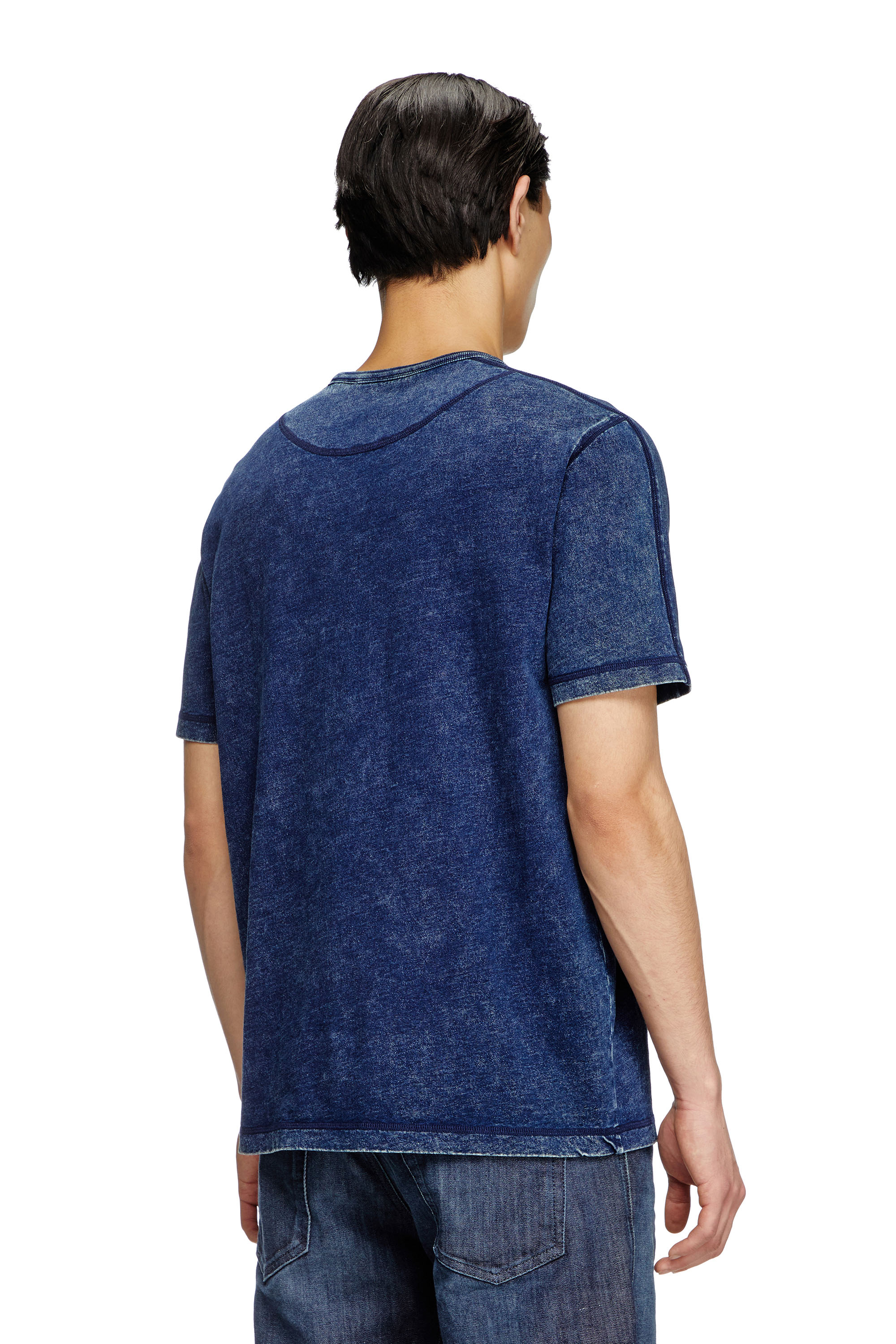 Diesel - T-ADJIND, T-shirt in jersey effetto denim Uomo in Blu - 4