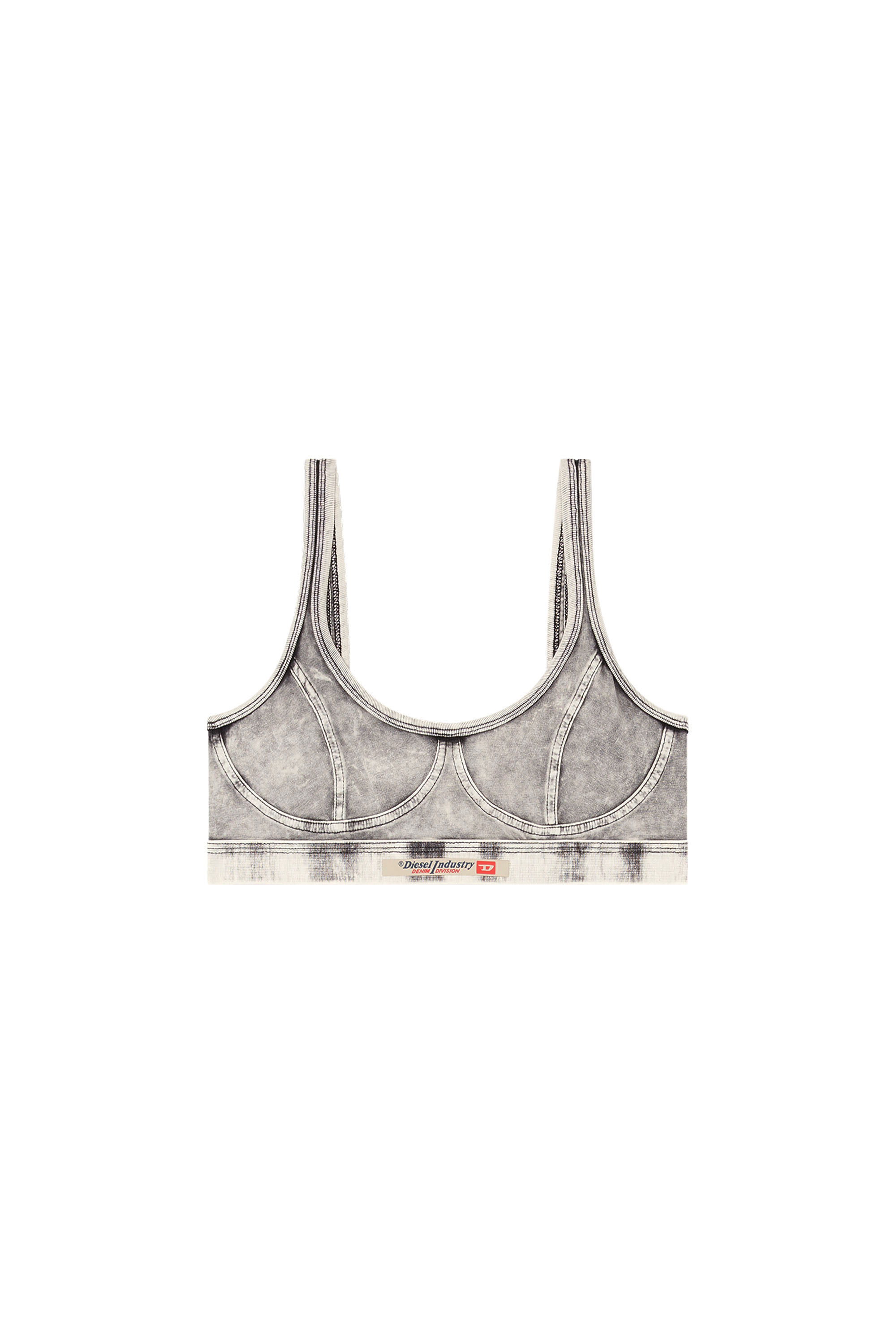 Diesel - KASSIE-DNM, Reggiseno in jersey effetto denim Donna in Grigio - 2