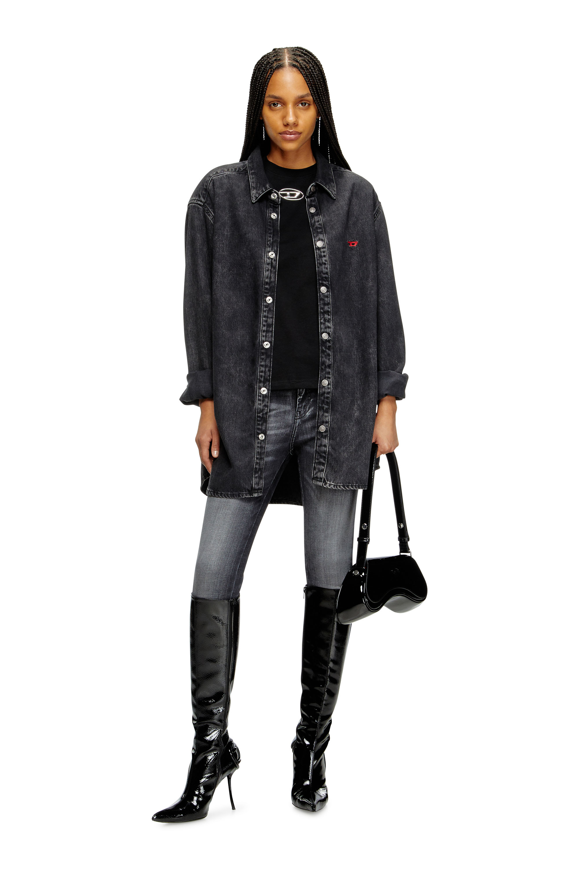 Diesel - T-REGS-OD-Q1, T-shirt regular con logo Oval D Donna in Nero - 2