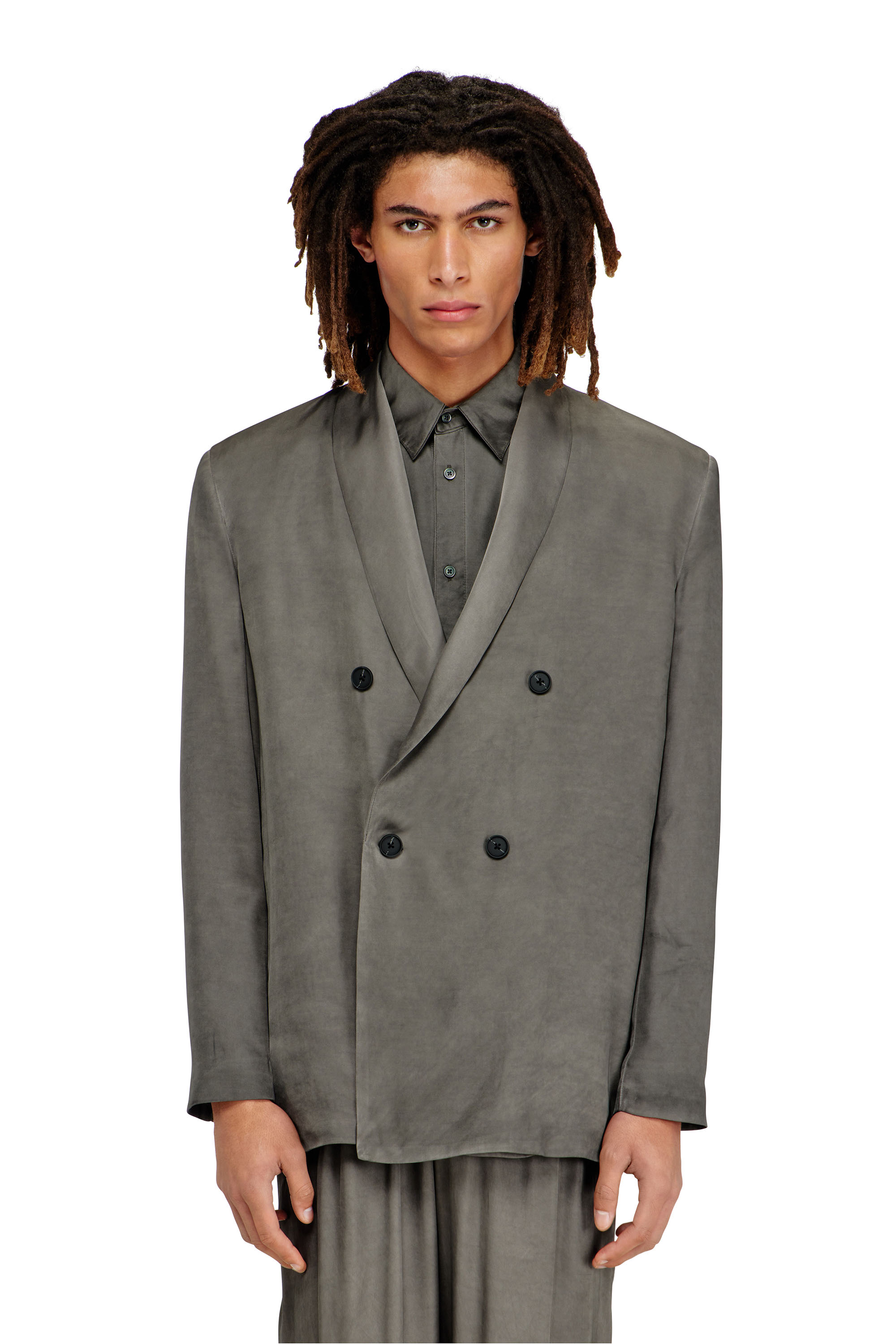 Diesel - J-ARMAN-ALBG, Blazer un viscosa fluida dirt-wash Uomo in Grigio - 1