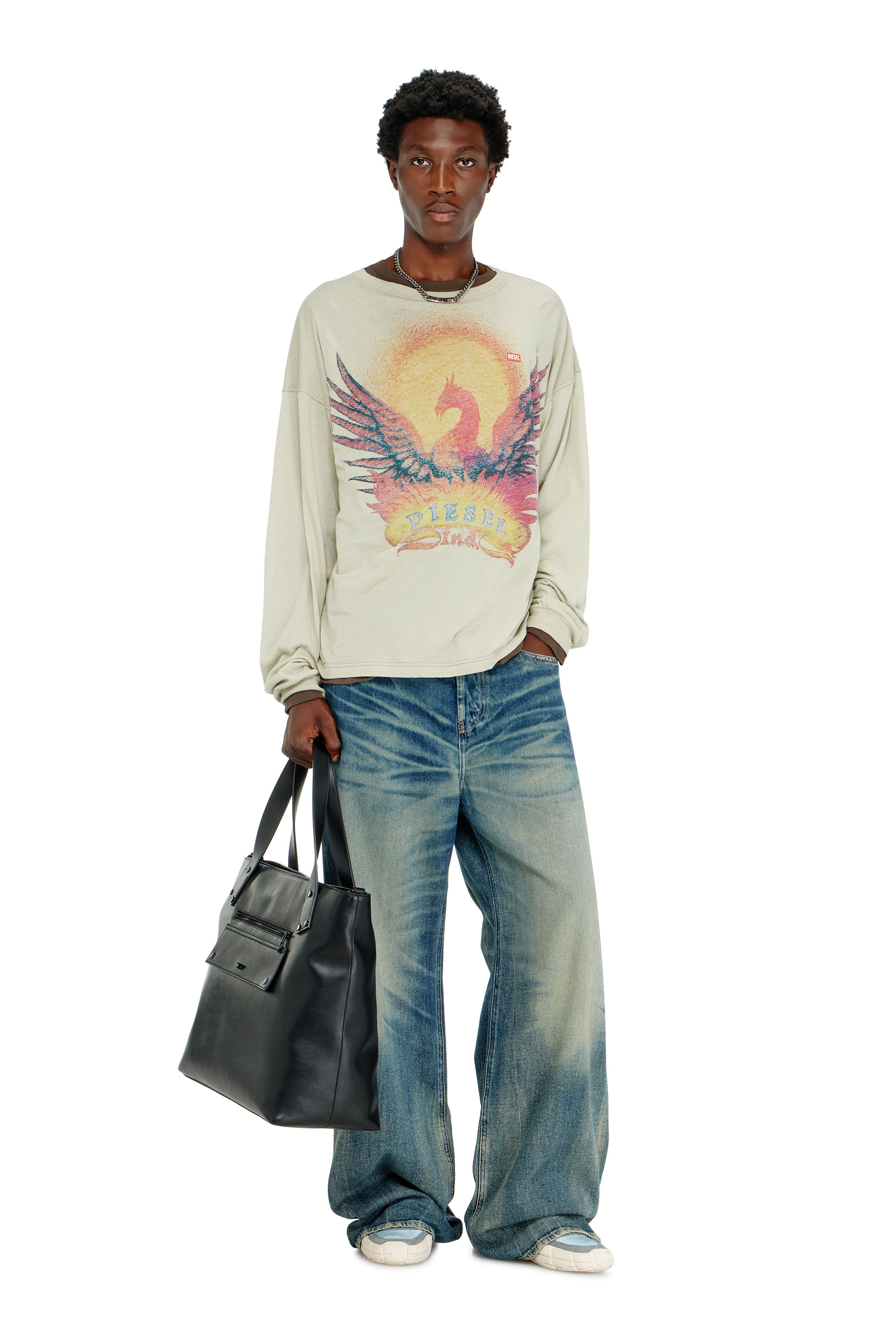 Diesel - T-BOXT-LS-AA1, T-shirt a manica lunga con grafica Phoenix Uomo in Beige - 2