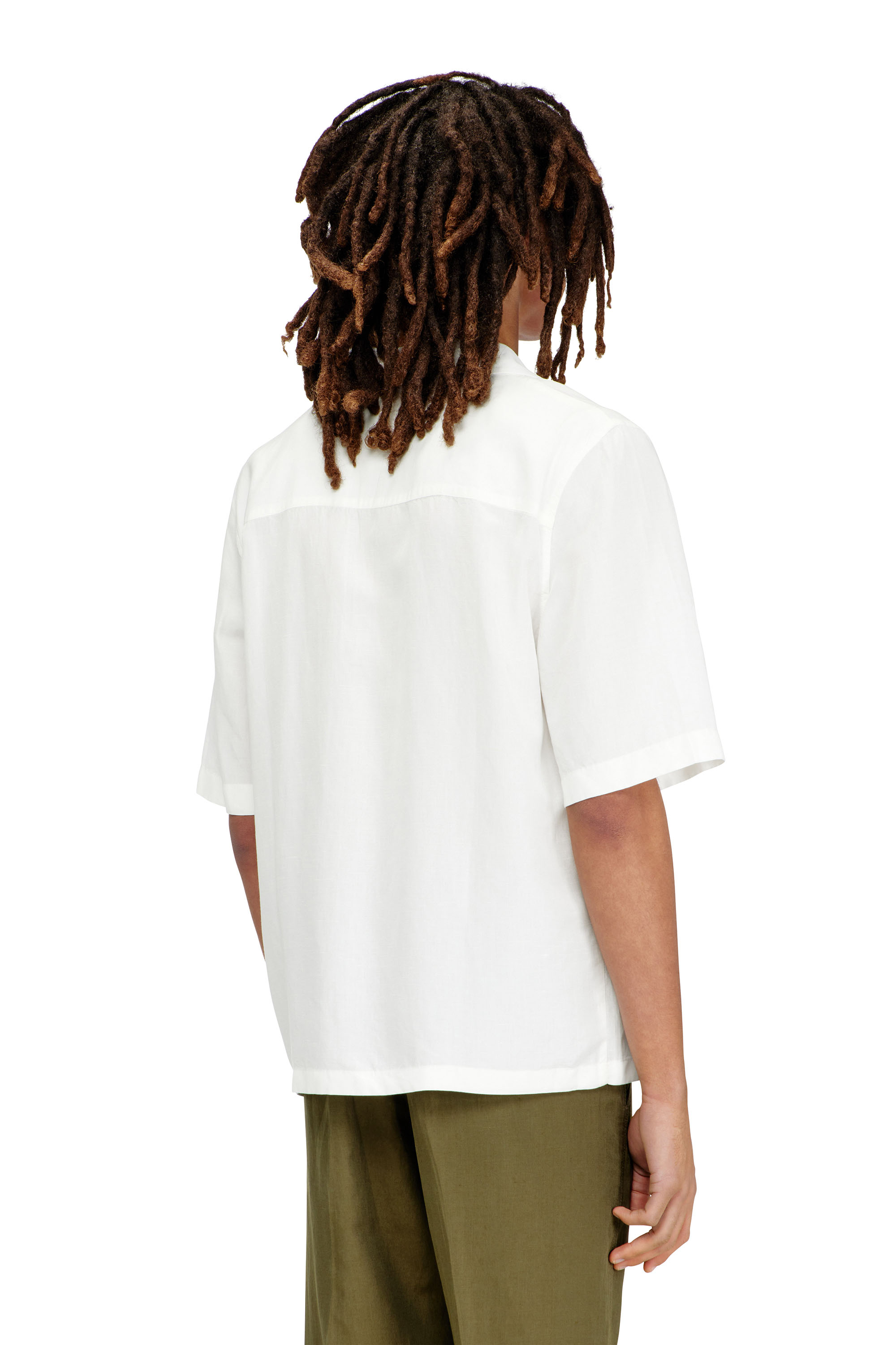 Diesel - S-BRACK-PGBS, Camicia in misto lino a maniche corte Uomo in Bianco - 4