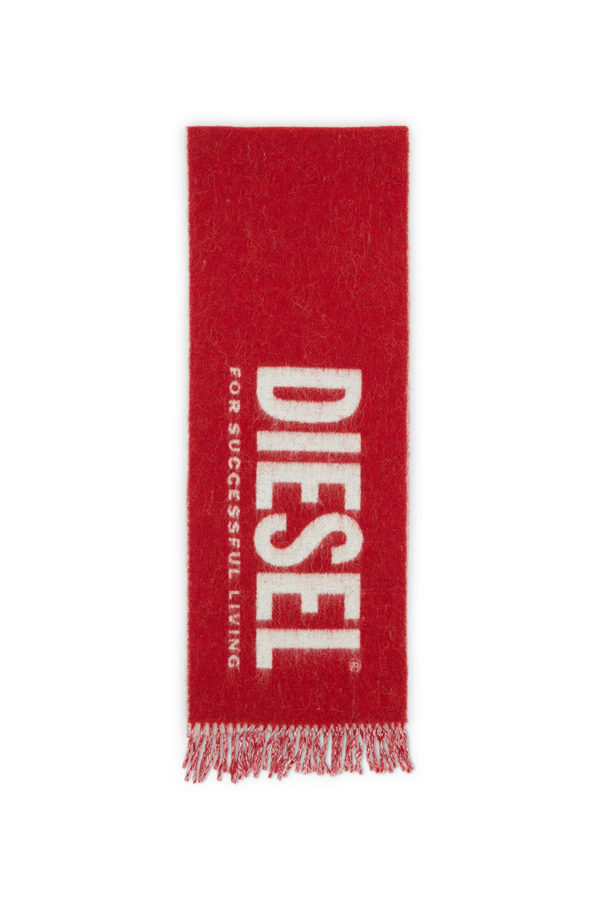 Diesel - S-KOTT, Sciarpa bicolore con maxi logo Uomo in Rosso - 1