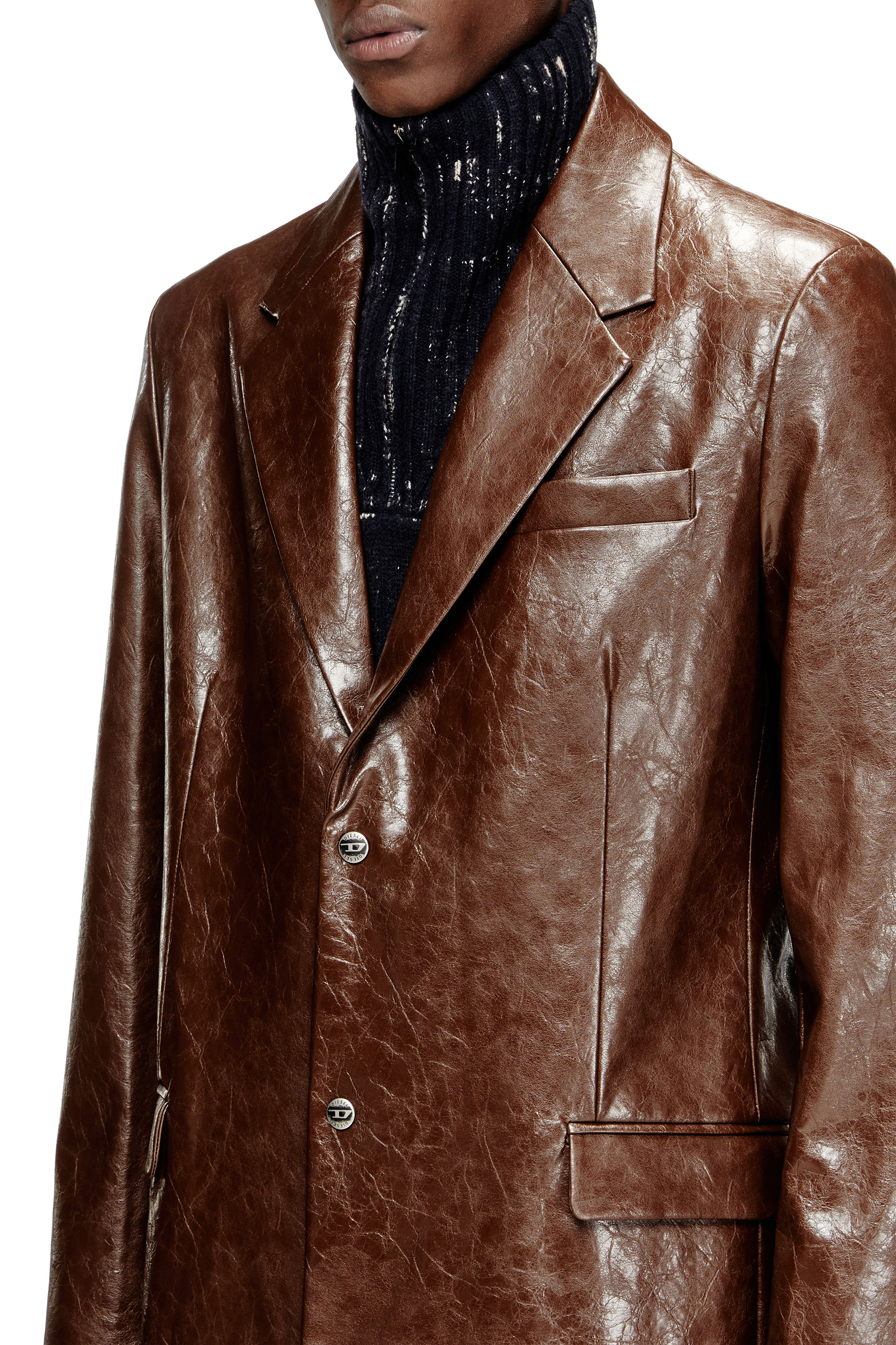 Diesel - J-CREED-COAT, Cappotto in tessuto tattile coated Uomo in Marrone - 5