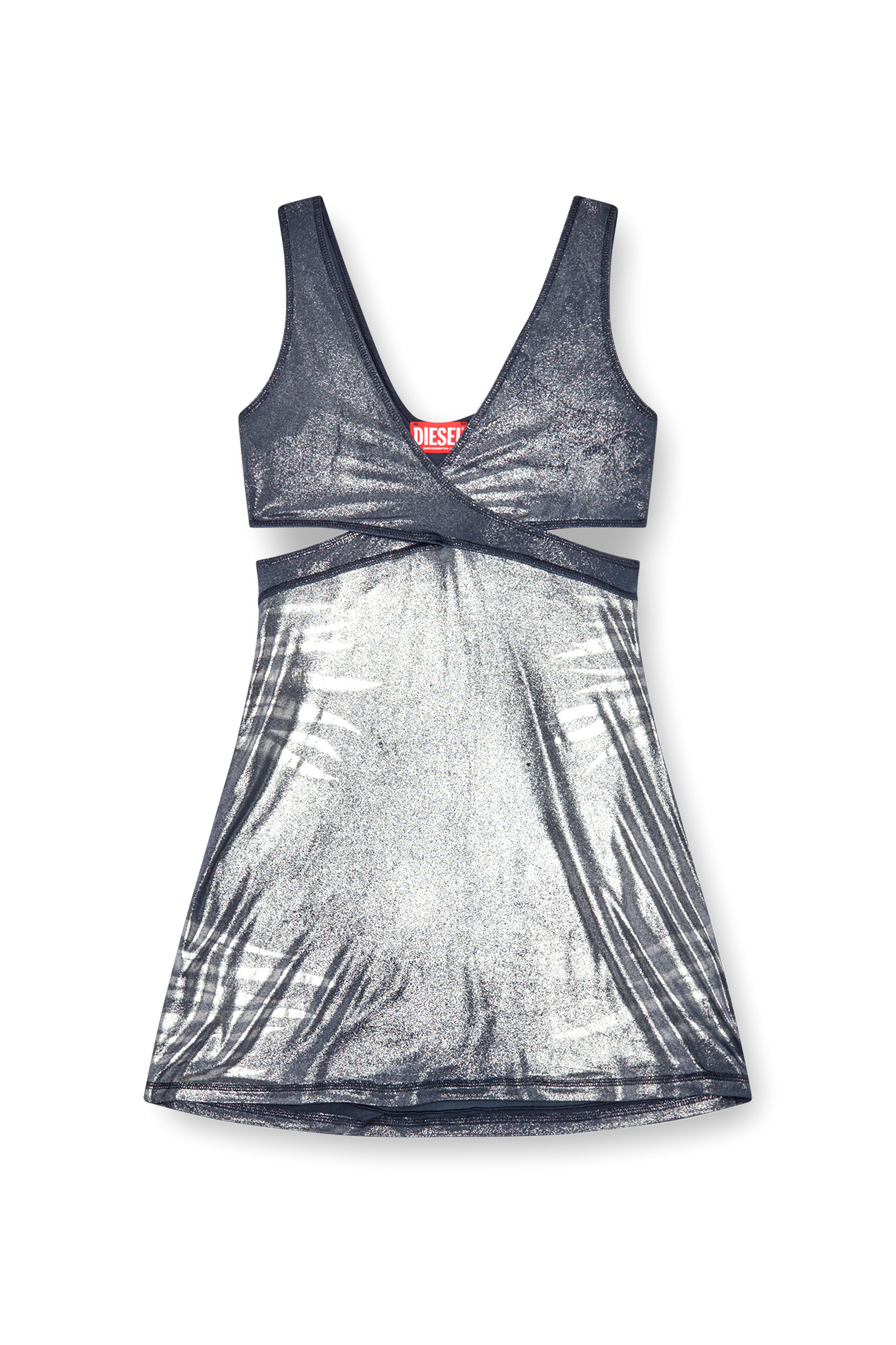 Diesel - D-FARFY, Abito corto in jersey metallizzato con cut-out Donna in Multicolor - 1