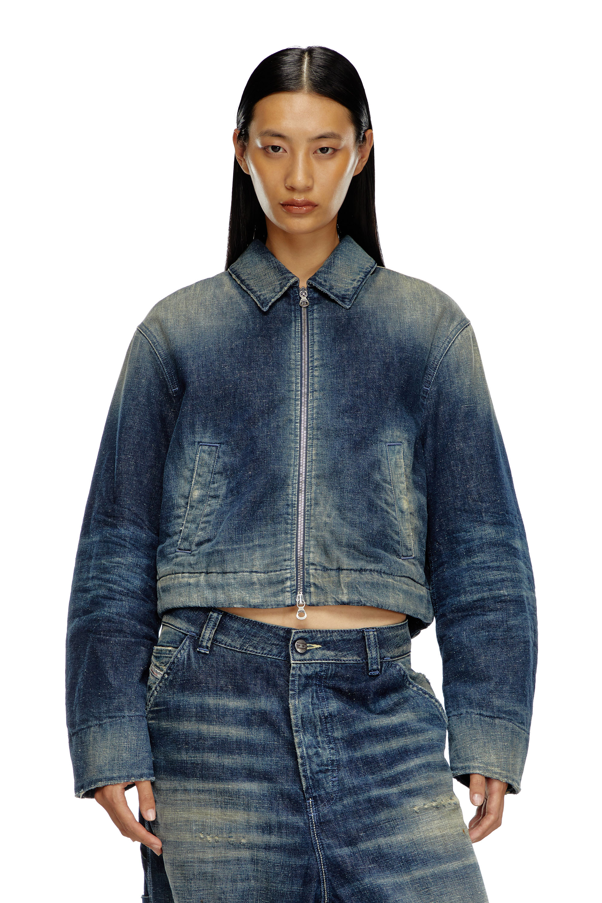 Diesel - DE-NOVA, Giacca imbottita in denim utility Donna in Blu - 3