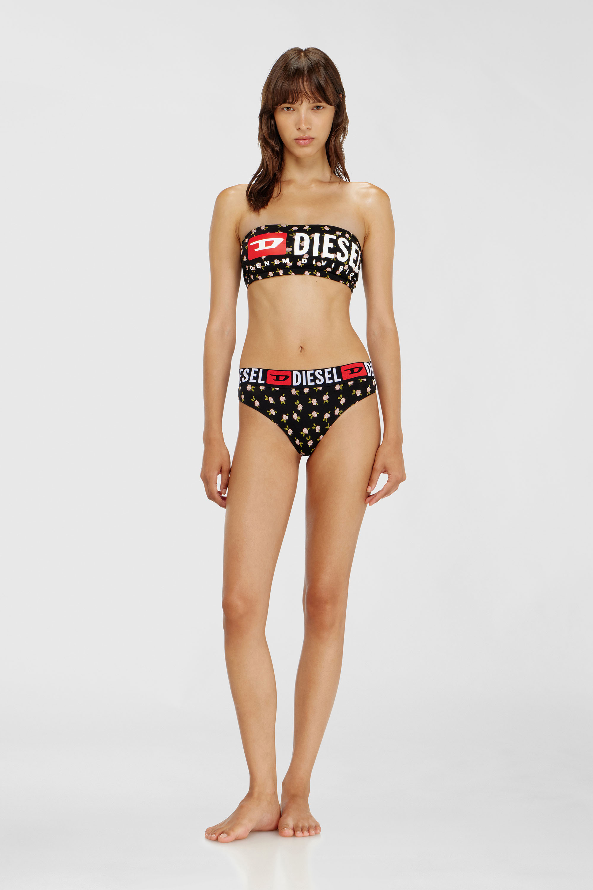 Diesel - MELANIE-C-D-CORE, Reggiseno a fascia in cotone con stampa floreale all-over Donna in Nero - 2