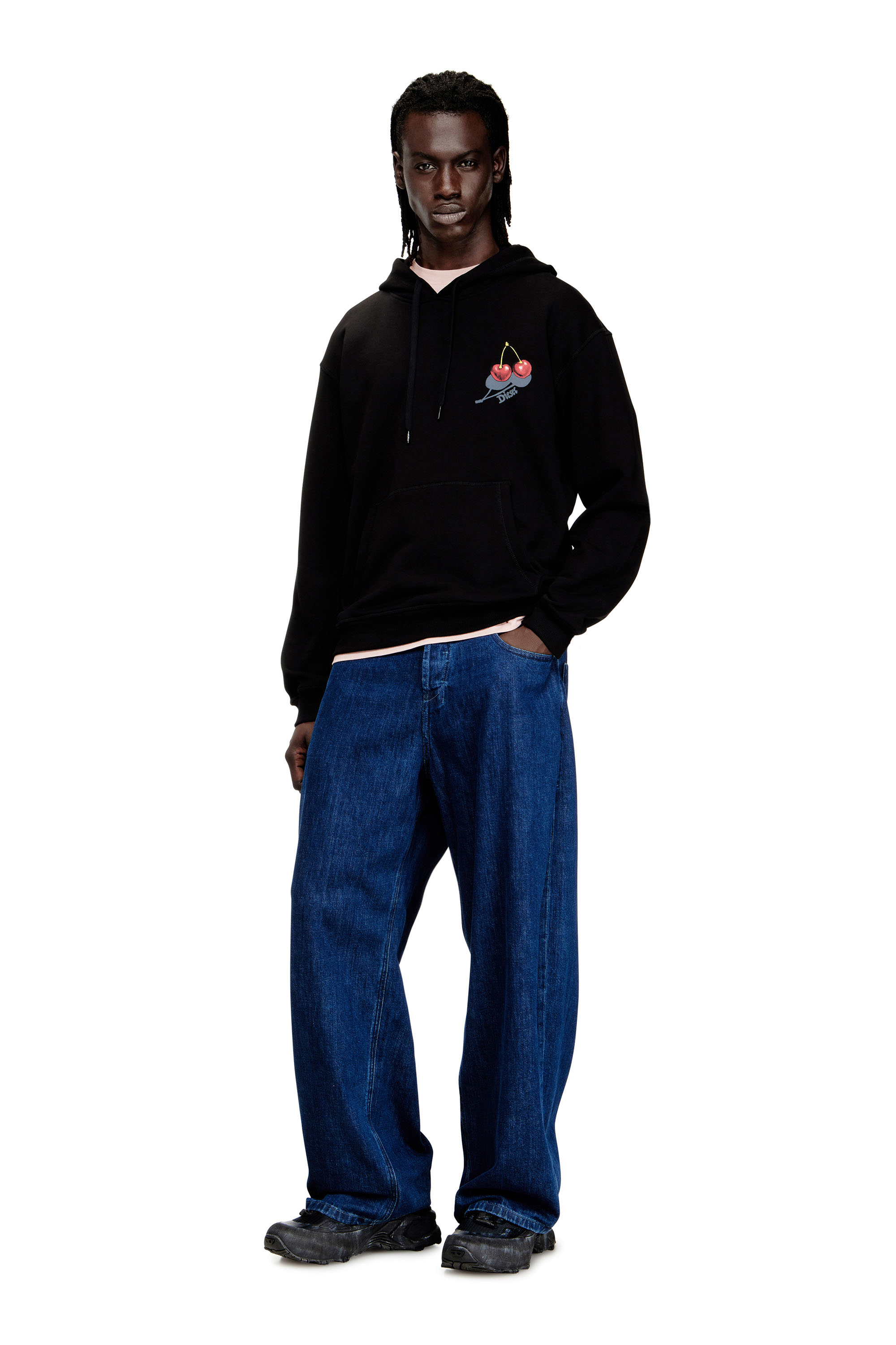 Diesel - SV-S-NORM-HOOD-CHER, Felpa con cappuccio in cotone con grafica di ciliegie Unisex in Nero - 3
