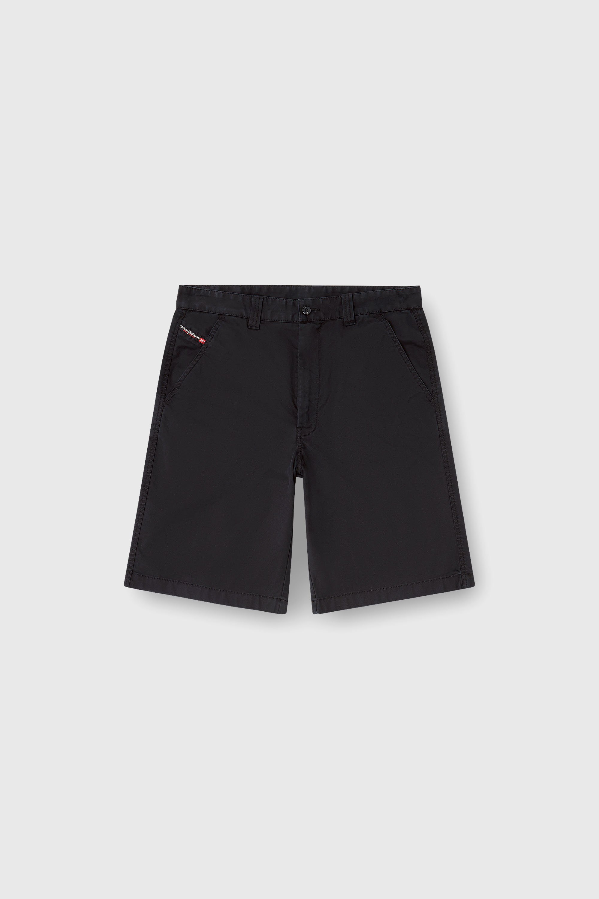 Diesel - P-HANT-CHINO-SHORT-EPCH, Pantaloncini di cotone con trattamento stonewash Uomo in Nero - 2