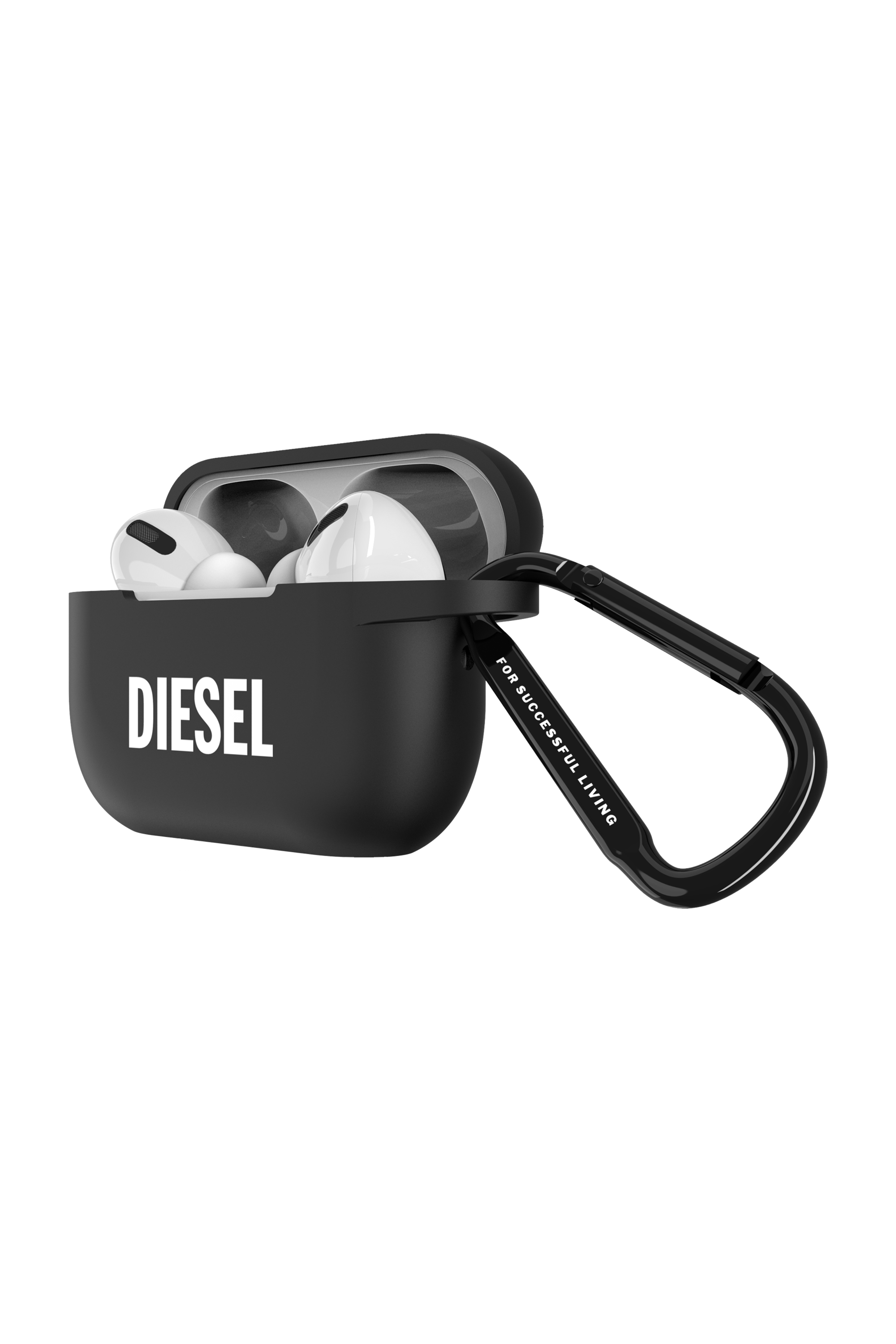 Diesel - 52955 AIRPOD CASE, Custodia in silicone per airpods Pro/Pro 2 Unisex in Nero - 3
