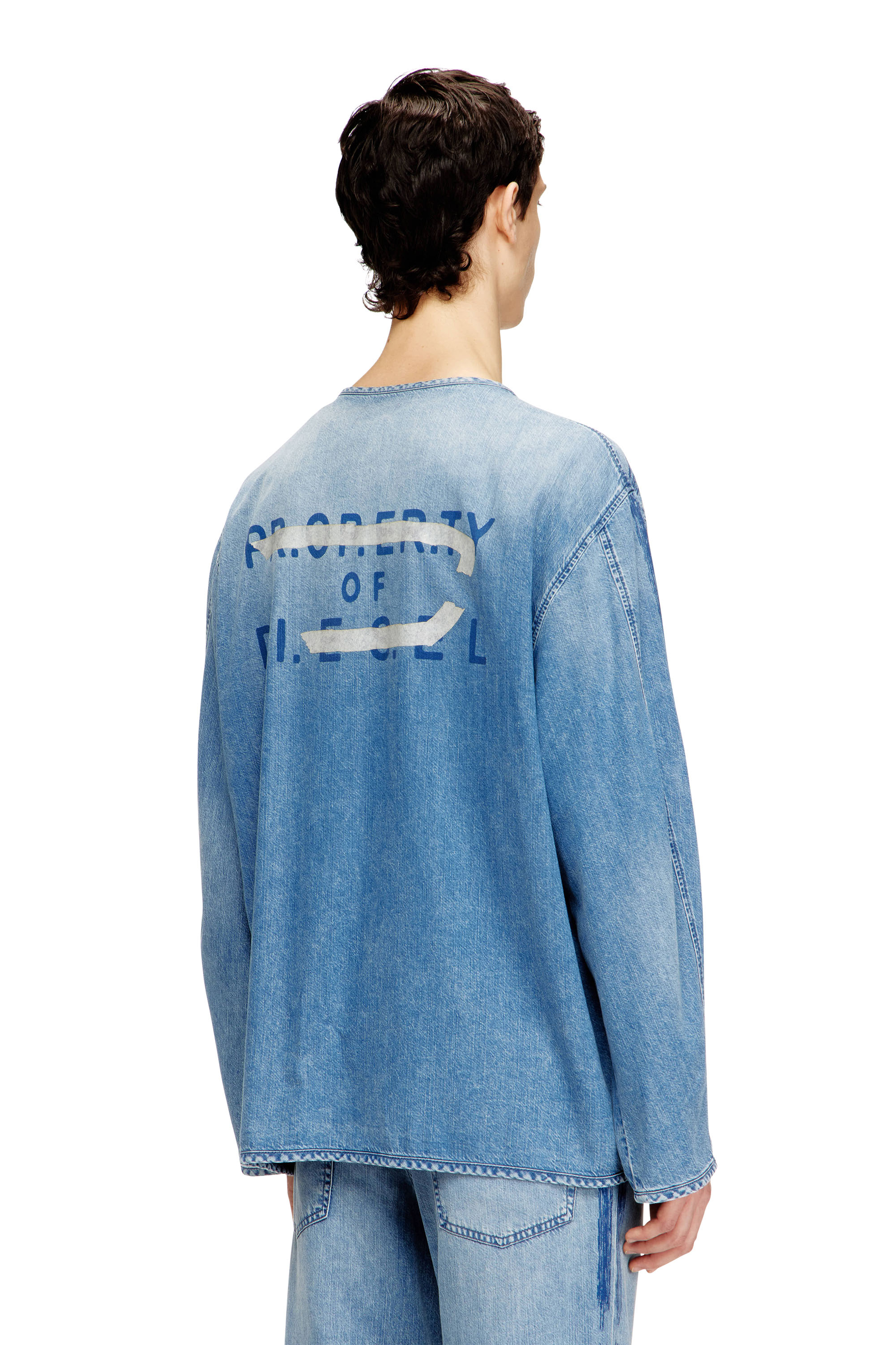 Diesel - D-CADI-S, Camicia con scollo a V in denim fluido a righe Uomo in ToBeDefined - 4