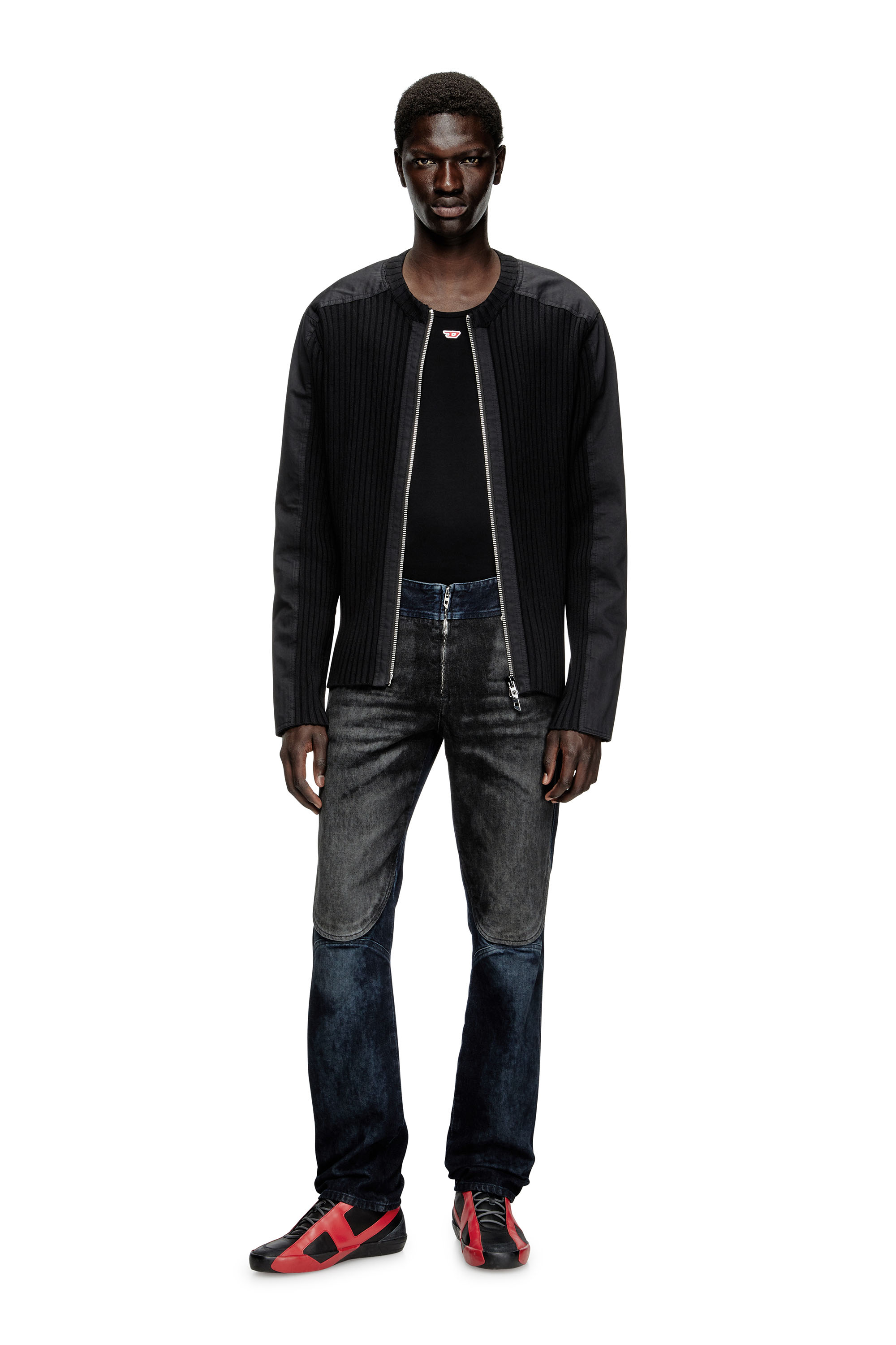 Diesel - K-MATTY, Cardigan con zip e pannelli utility Uomo in Nero - 1