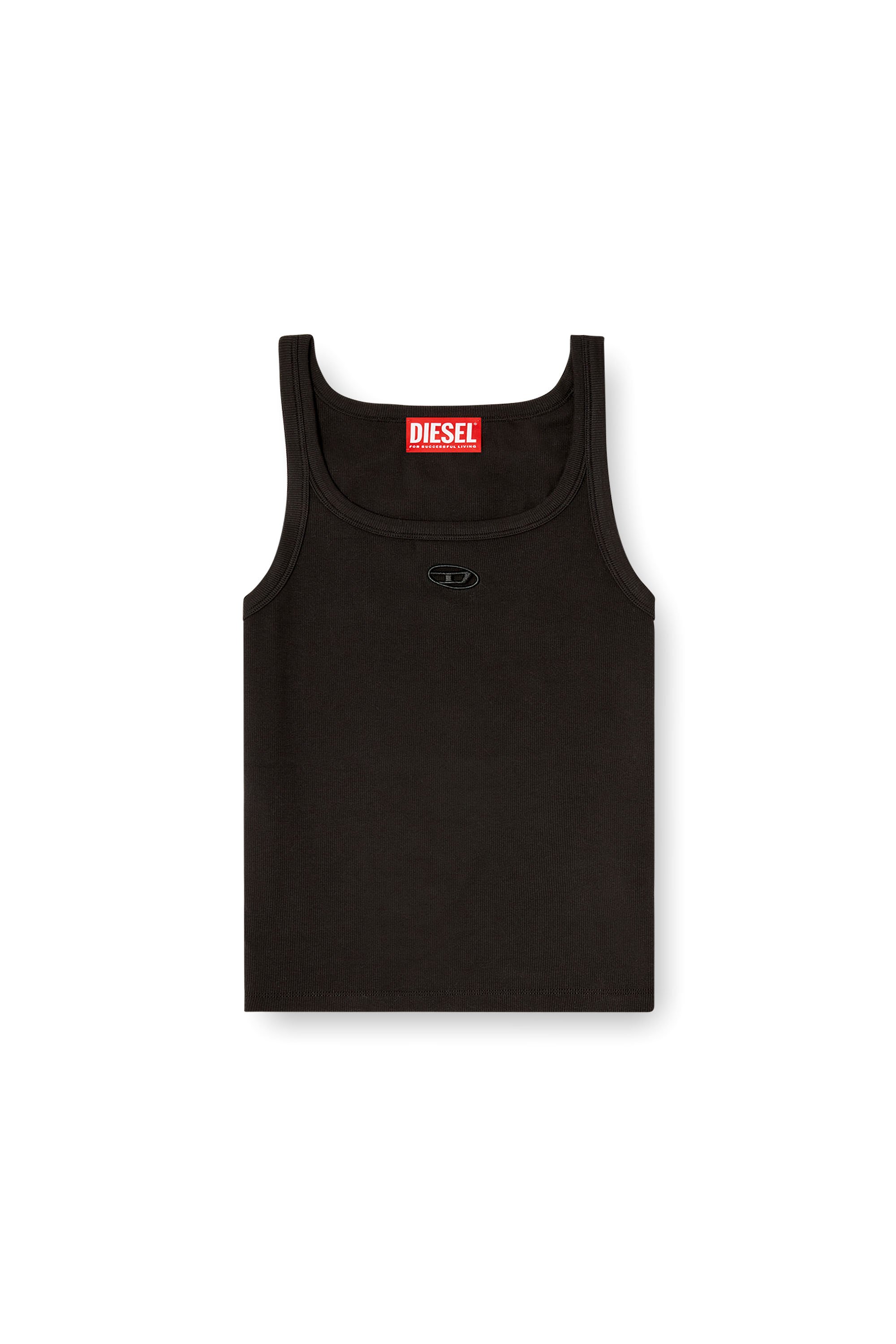 Diesel - T-WIFE-OD, Canotta slim con Oval D tagliato al laser Donna in Nero - 3