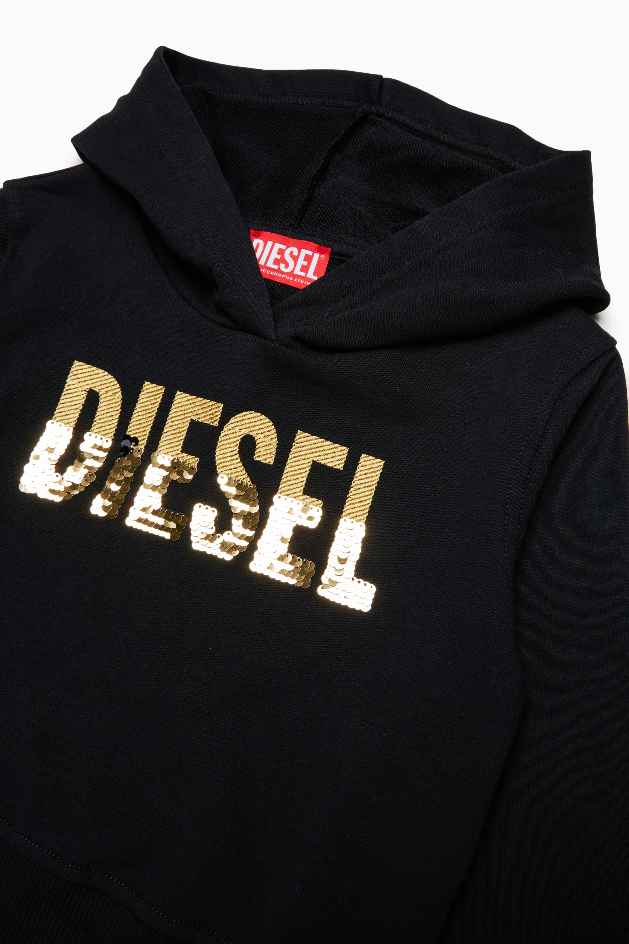 Diesel - SPALLYHOOD, Hoodie con logo in paillettes Donna in Nero - 3