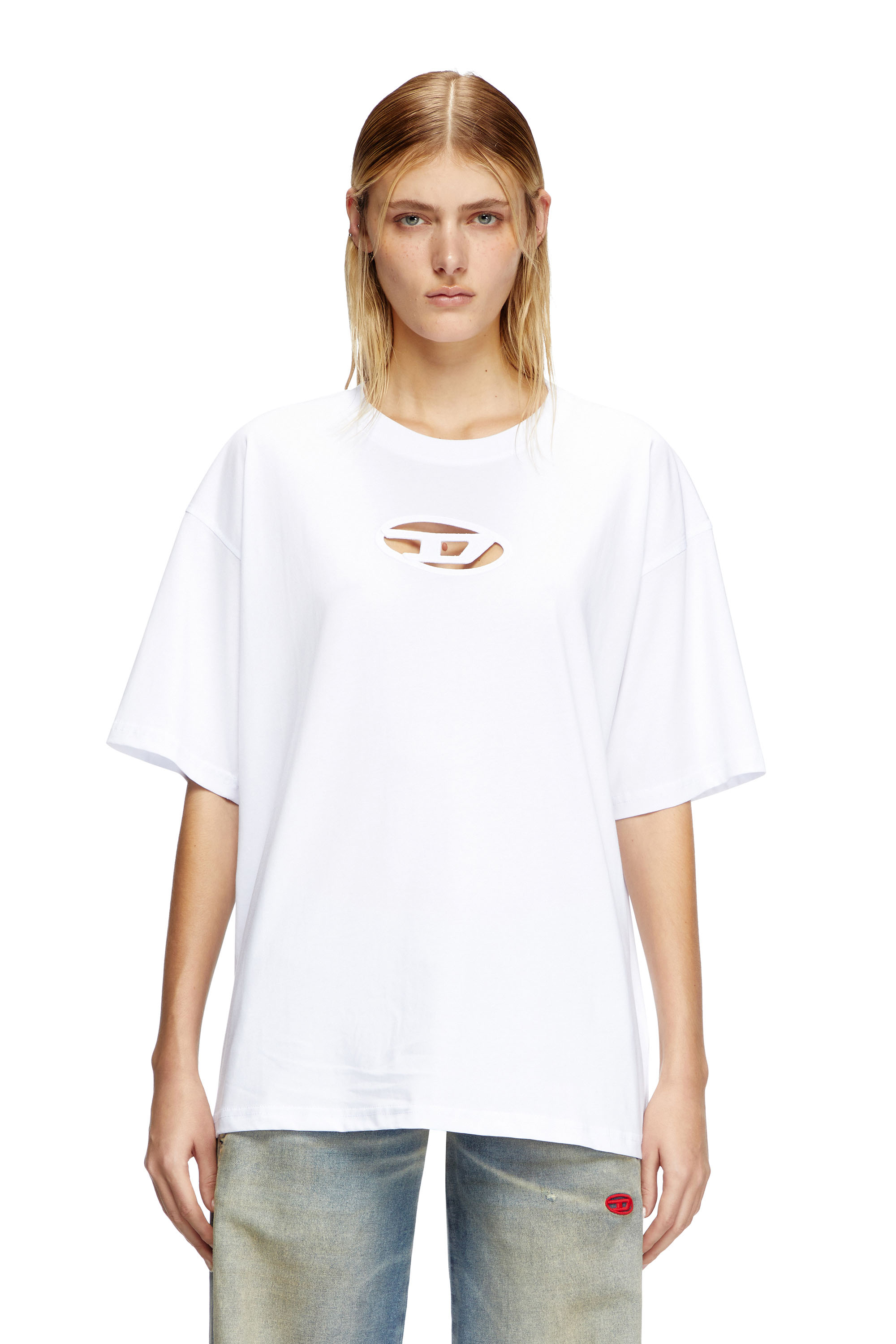 Diesel - T-BOXT-OD, T-shirt con ricamo Oval D Unisex in Bianco - 5