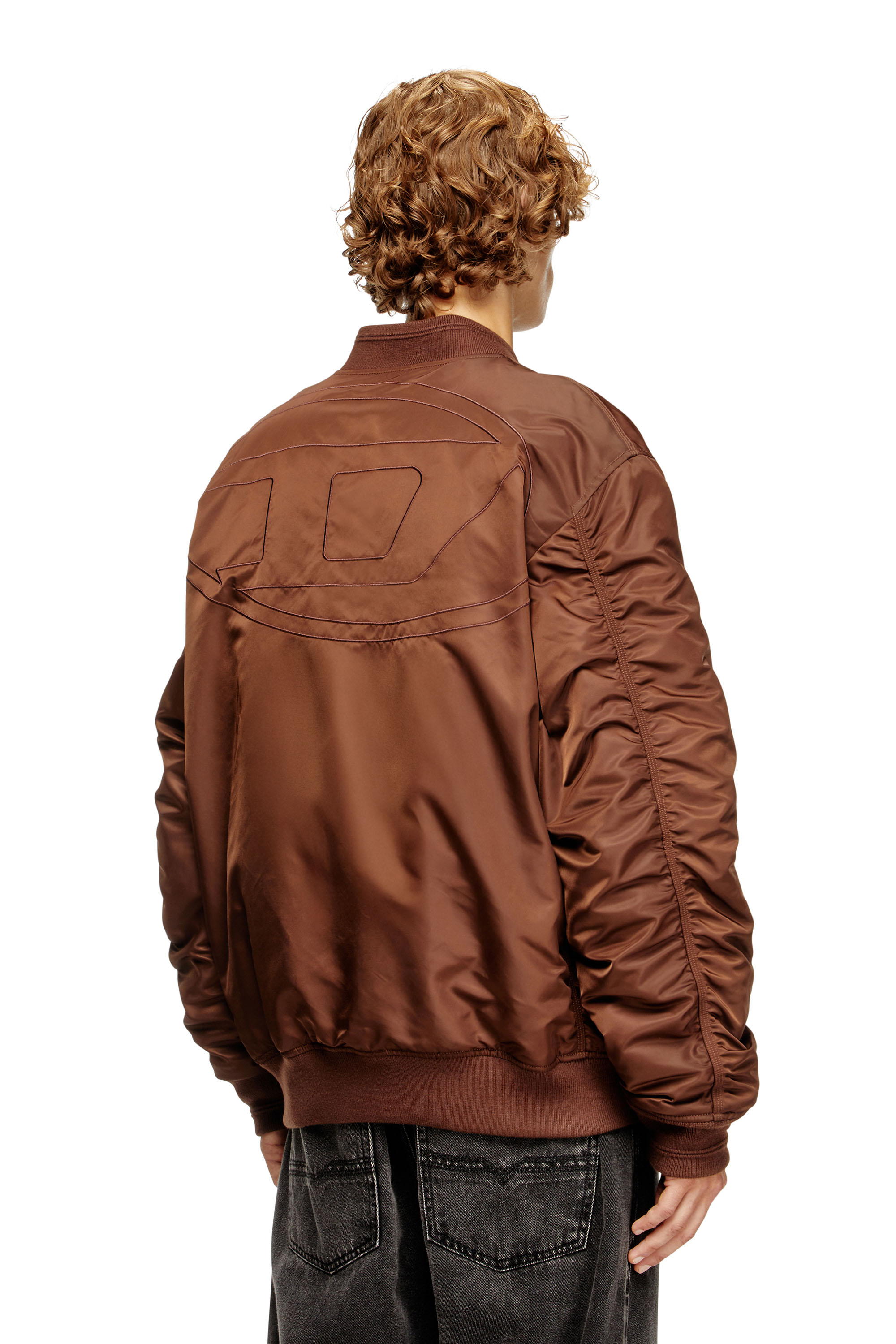 Diesel - J-HELD, Bomber in nylon imbottito con Oval D Uomo in Marrone - 4