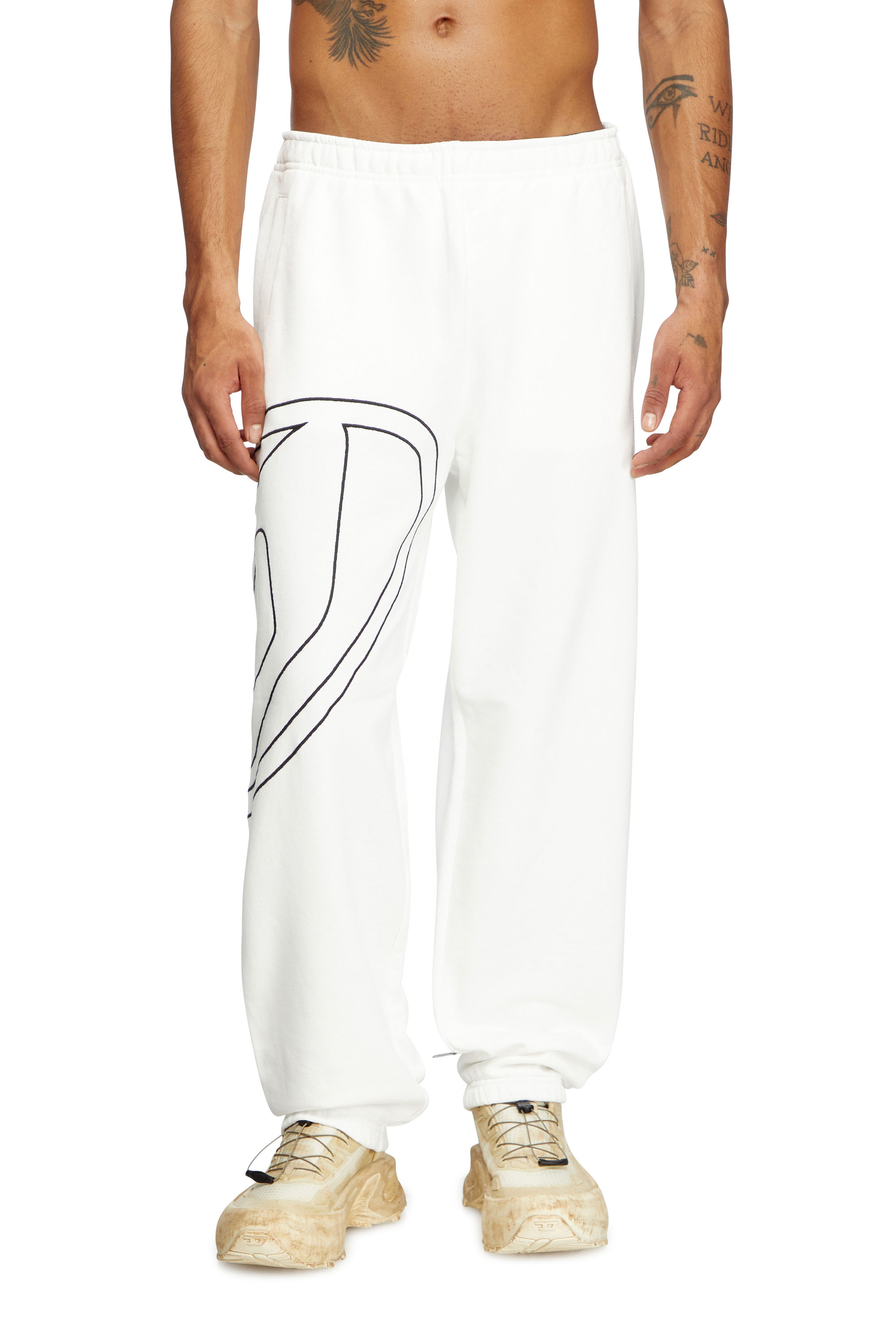 P-MARKY-MEGOVAL-D, Bianco Diesel - P-MARKY-MEGOVAL-D, Pantaloni sportivi con maxi logo oval D Uomo in Bianco - 3