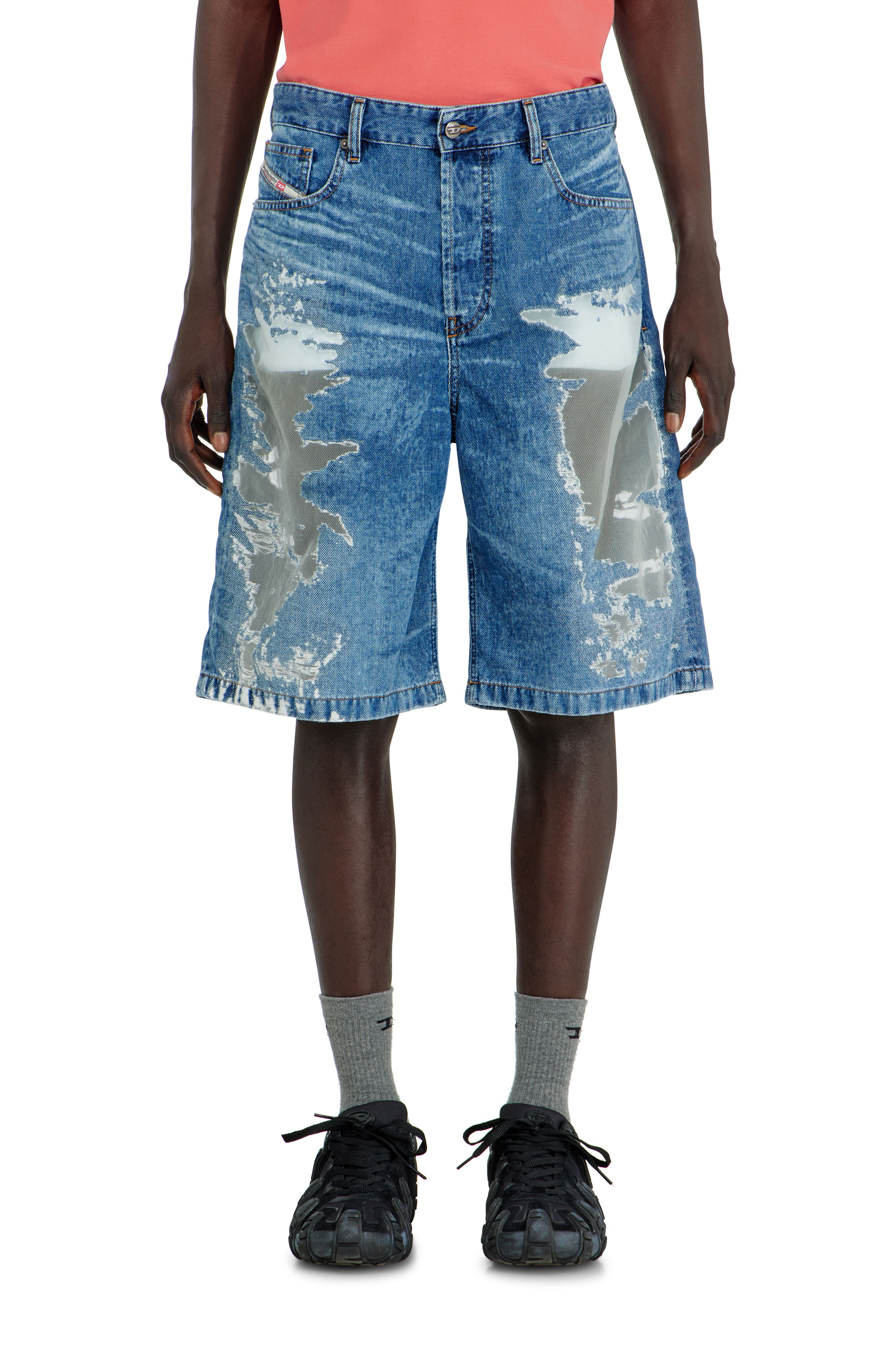 Diesel - PR-DE-SIRE-SHORT, Pantaloni corti in denim devor&eacute; Unisex in Blu - 2