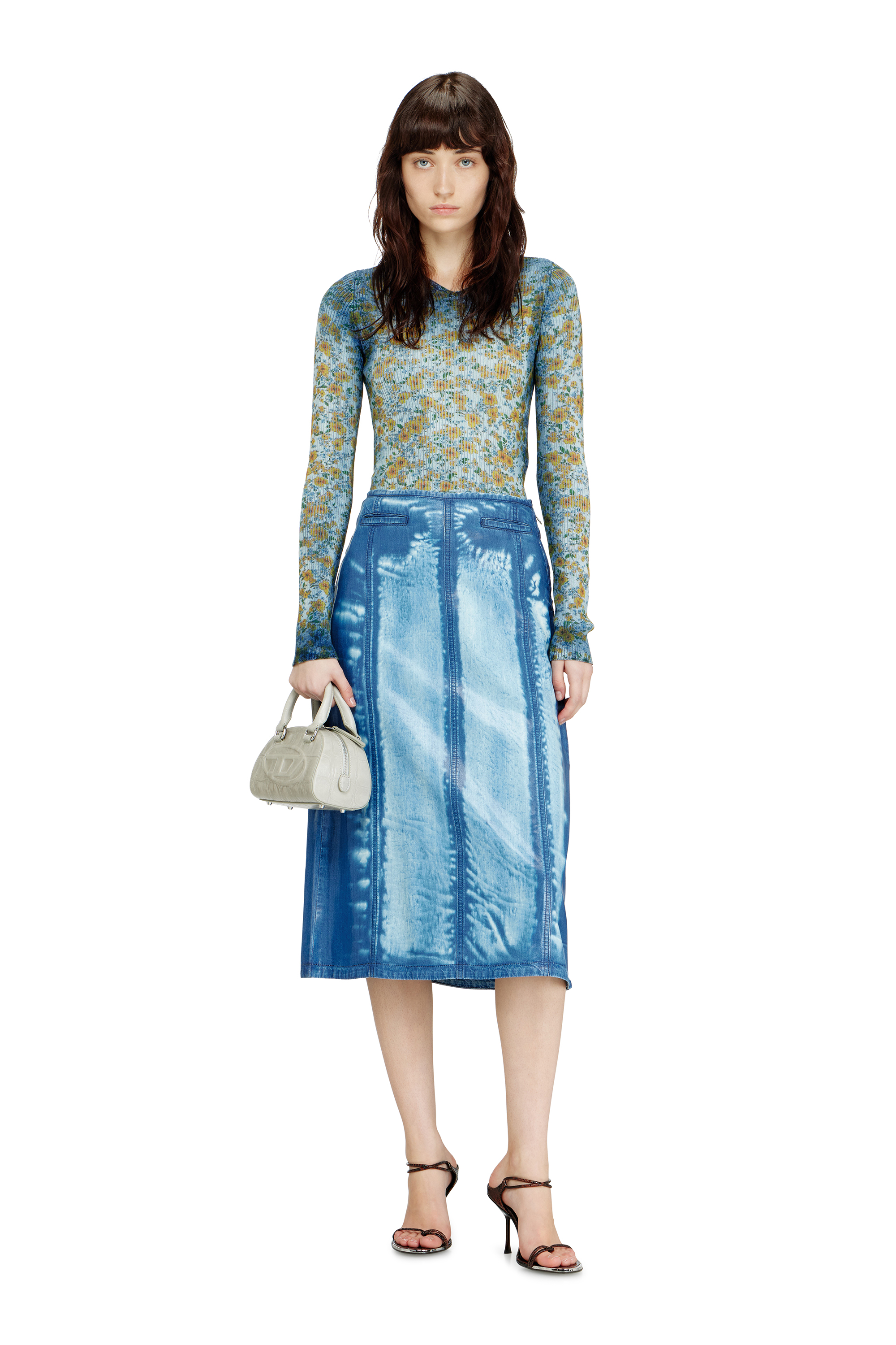 Diesel - 1DR DOME CROSSBODY, 1DR Dome-Borsa bowling mini in pelle effetto coccodrillo Donna in Grigio - 3