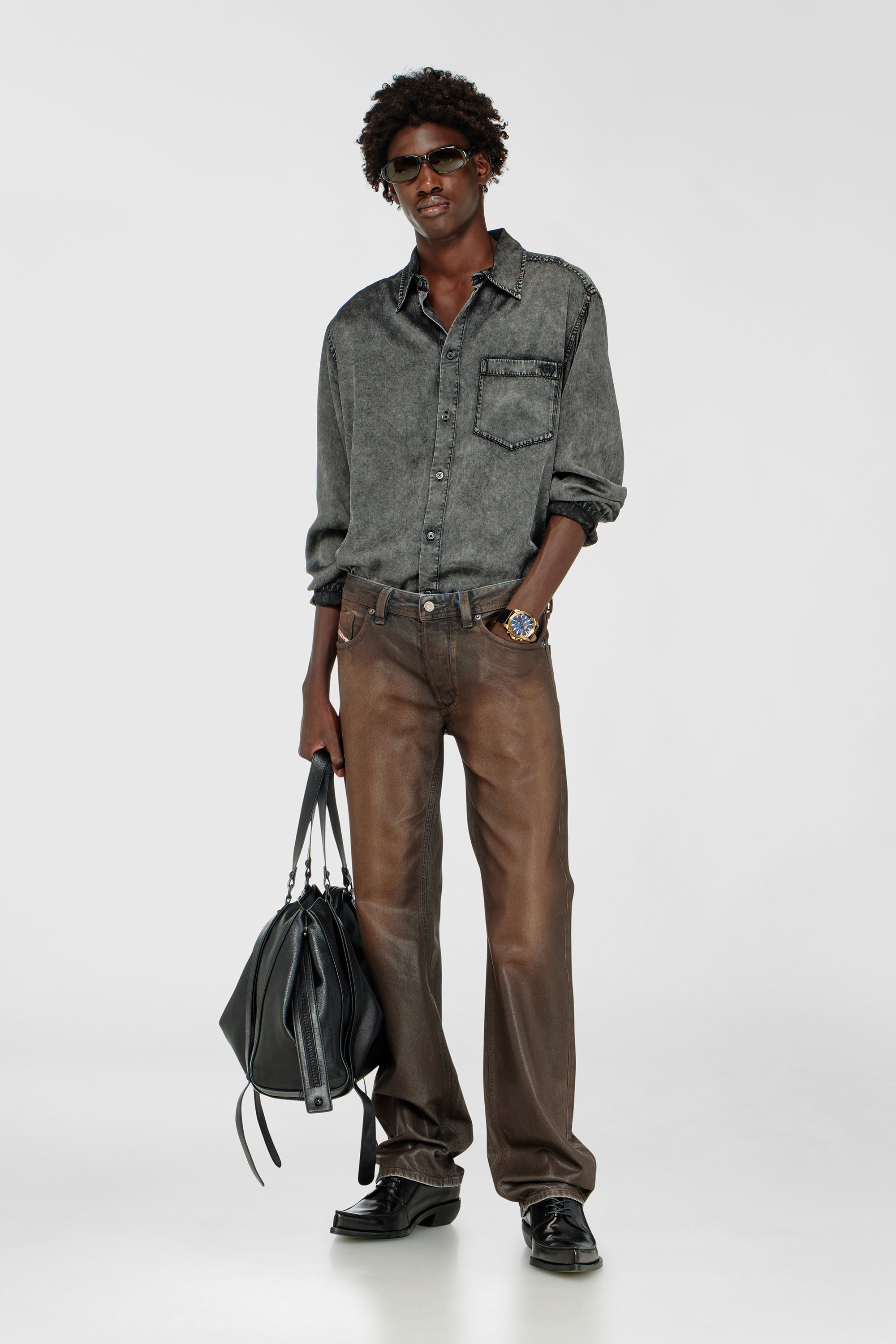 Diesel - S-SIMPLY-NIBC, Camicia fluida in viscosa effetto denim Uomo in ToBeDefined - 2