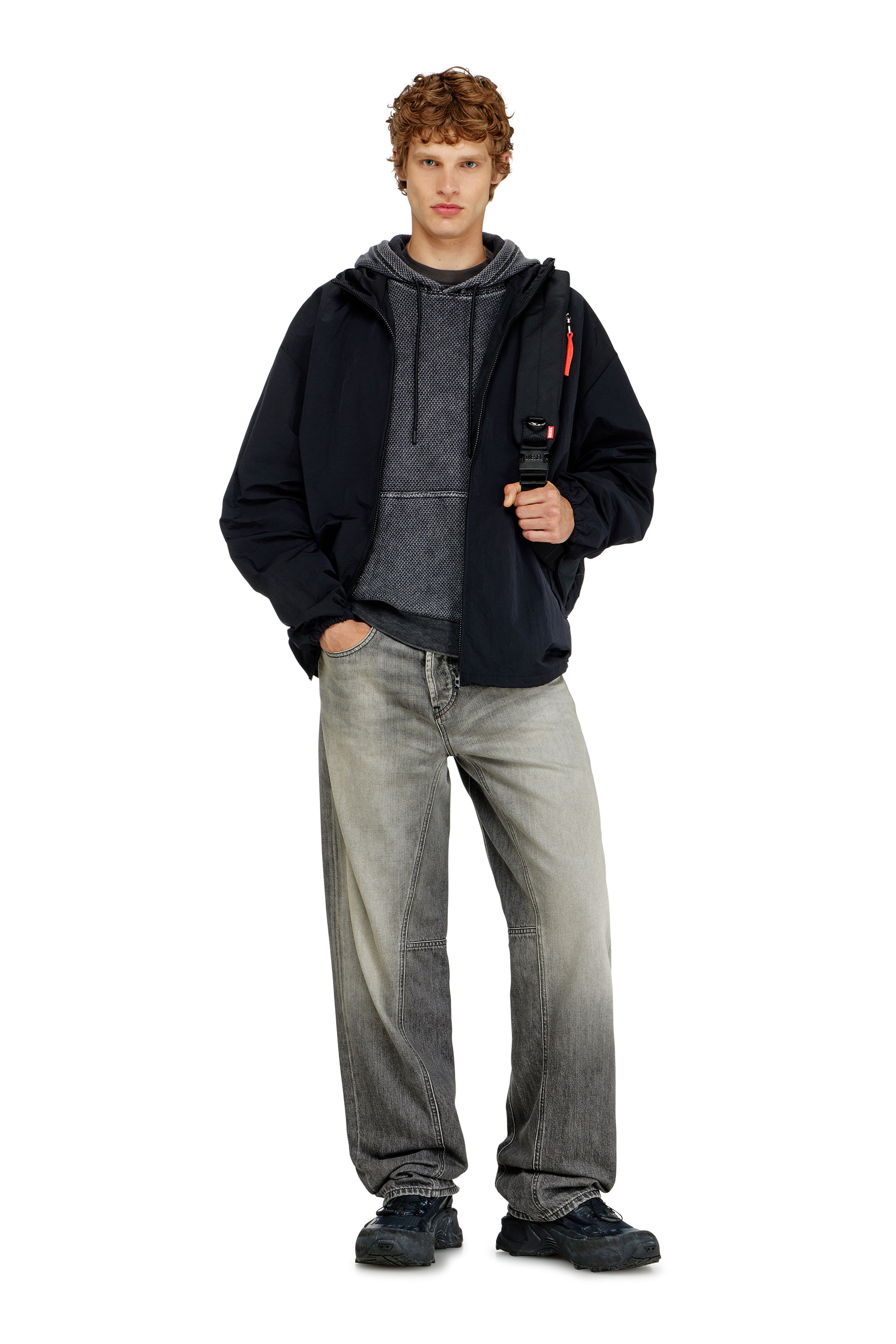 Diesel - S-NORM-HOOD-AA1, Hoodie in mesh di cotone testurizzato Uomo in Grigio - 1