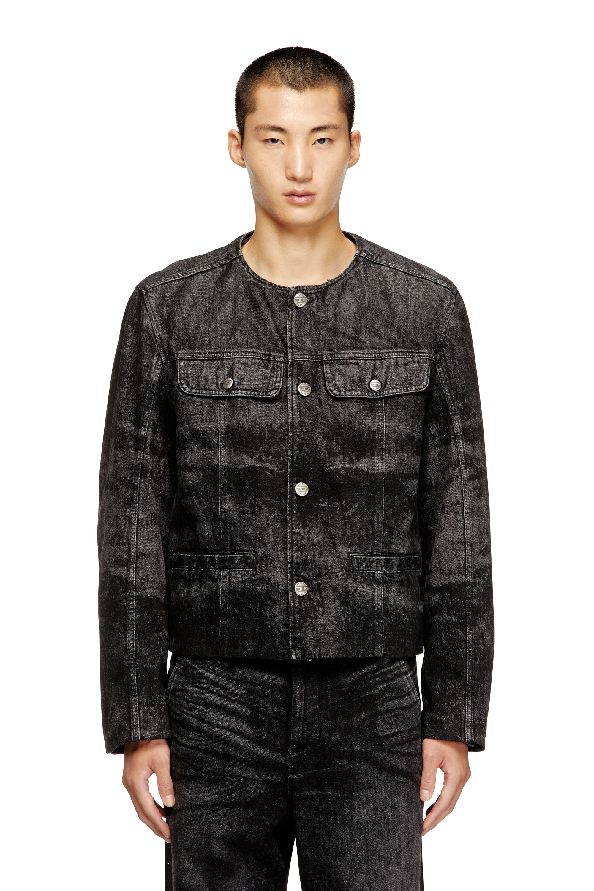 Diesel - D-ABERDEEN-FSH2, Giacca in denim e canapa laserato Uomo in Nero - 1