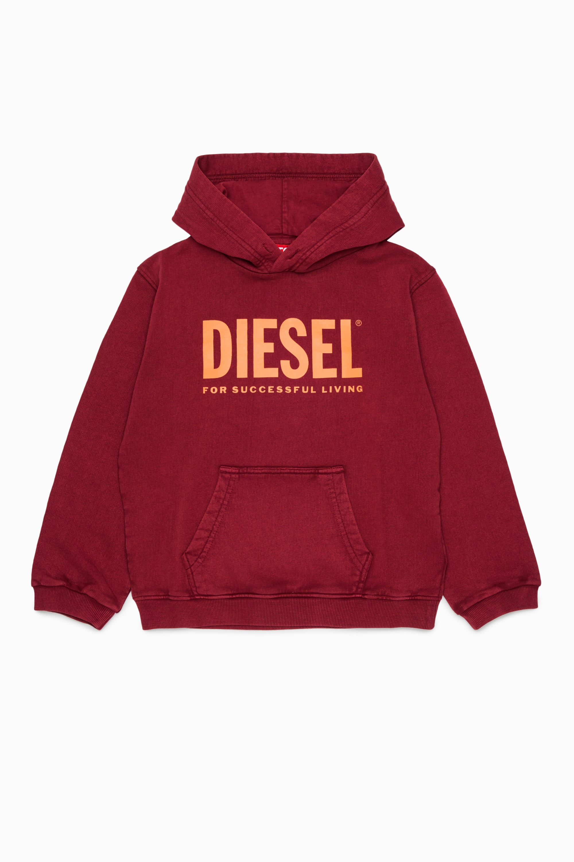 Diesel - STISEL OVER, Hoodie con maxi stampa logo Uomo in Rosso - 1