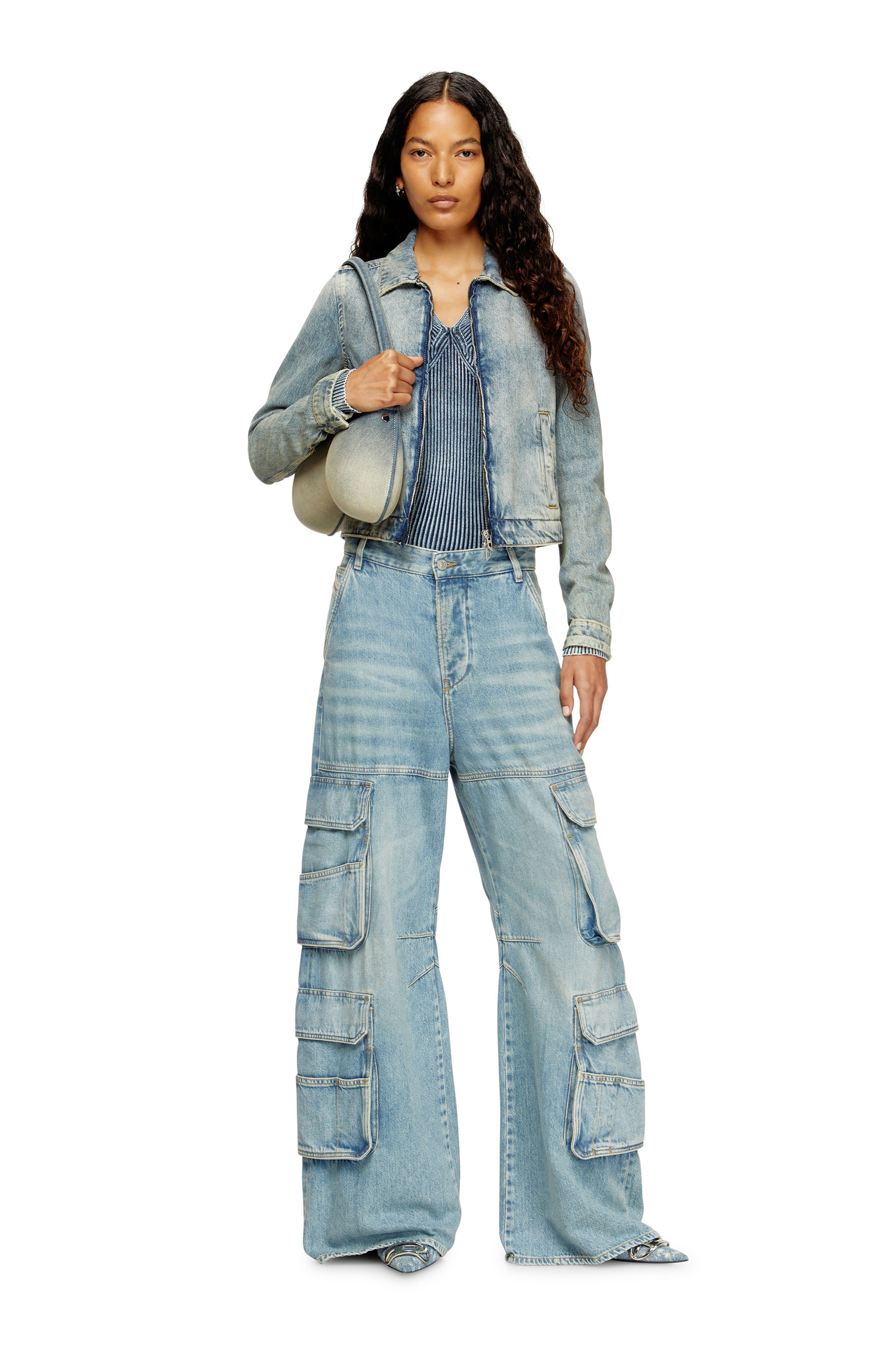 Diesel - DE-CORB, Giacca in denim Tencel fluido effetto dirt Donna in Blu - 1