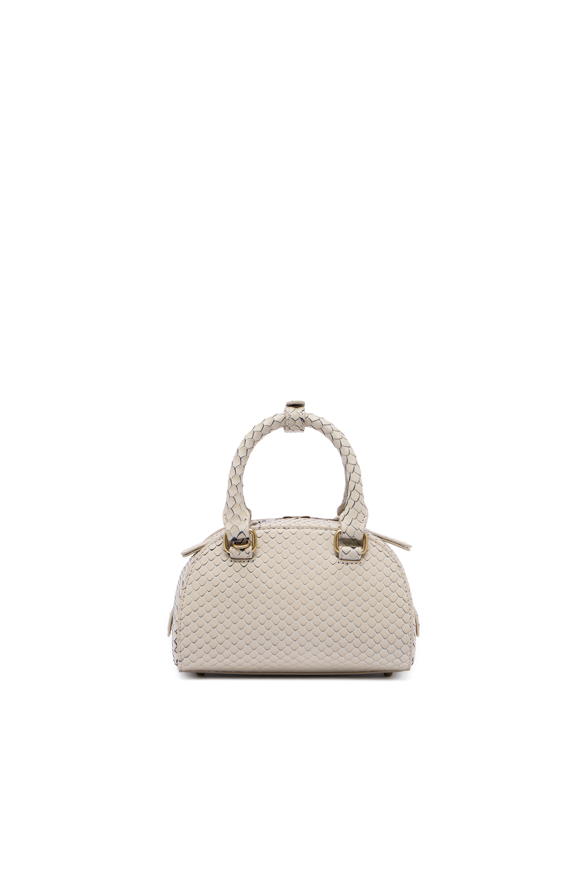 Diesel - 1DR DOME CROSSBODY, 1DR Dome-Borsa bowling mini in pelle effetto snake Donna in Beige - 2